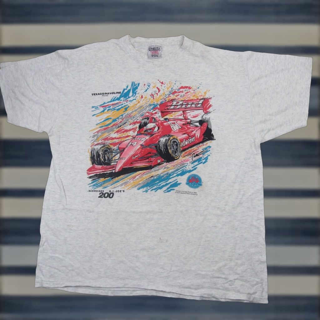 Budweiser VINTAGE Budweiser / G.I. Joe 200 Indie Racing graphic T Shirt Gray XL Mens Regular Large 200? Size US XL / EU 56 / 4 - 1 Thumbnail