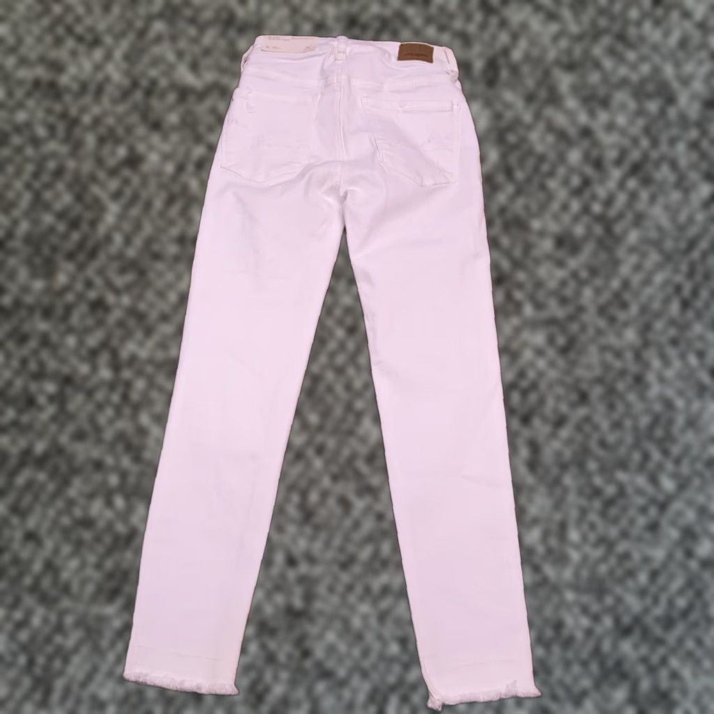 American Eagle Outfitters American Eagle Outfitters Jegging White High Rise 0 Short Denim 5-Pocket Stretch Belt Loops Logo Distressed Light Wash Womens Jeans XS? Size 25" / US 0 / IT 36 - 1 Thumbnail