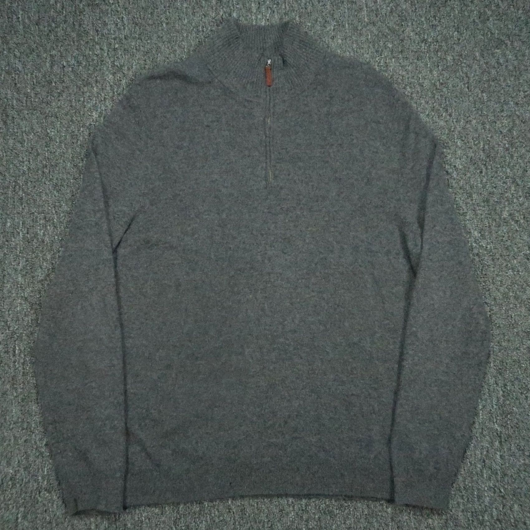 Nordstrom Nordstrom Mens XL Gray Quarter Zip Cashmere Mock Neck Sweater Pullover Knit 1/4 Zip Casual Regular Chest 48 in Dry Clean Only Size US XL / EU 56 / 4 - 2 Thumbnail