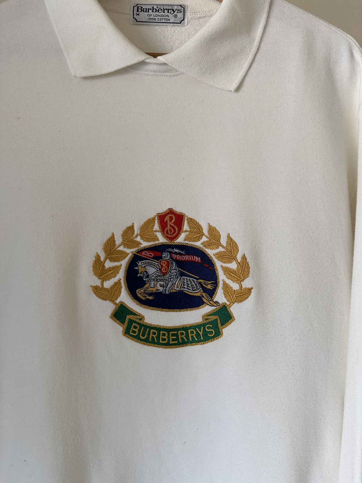 Burberry 1990s Burberrys Crest Logo Collar Sweatshirt Size US M / EU 48-50 / 2 - 4 Thumbnail