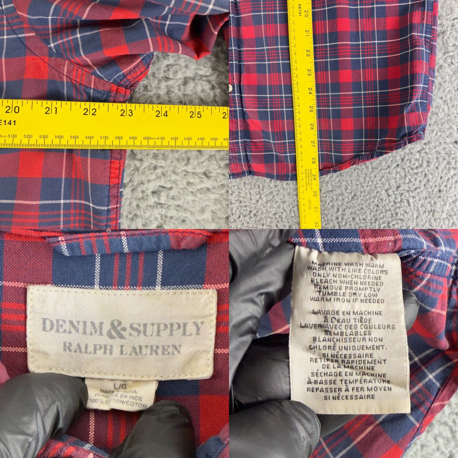 Ralph Lauren Ralph Lauren Denim & Supply Button-Down Shirt Mens Large Blue Plaid Long Sleeve Size US L / EU 52-54 / 3 - 8 Thumbnail