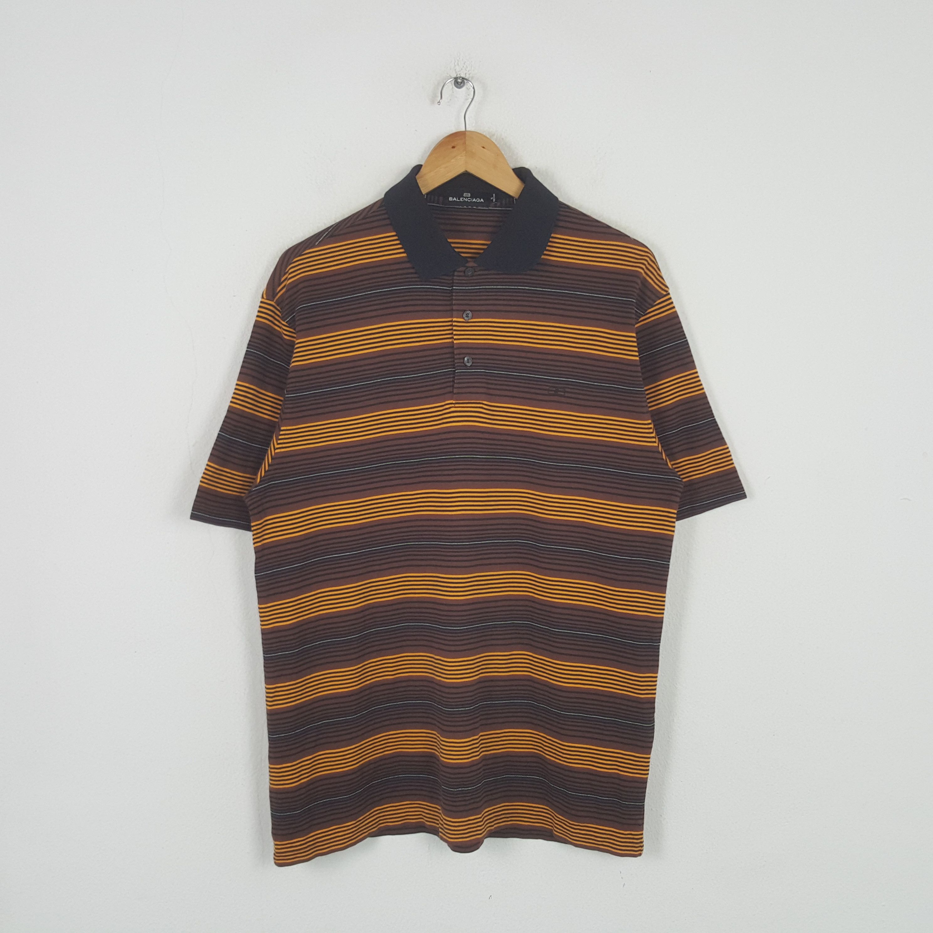 Balenciaga Vintage Balenciaga Designer Striped Polos C294N8 Size US L / EU 52-54 / 3 - 1 Thumbnail
