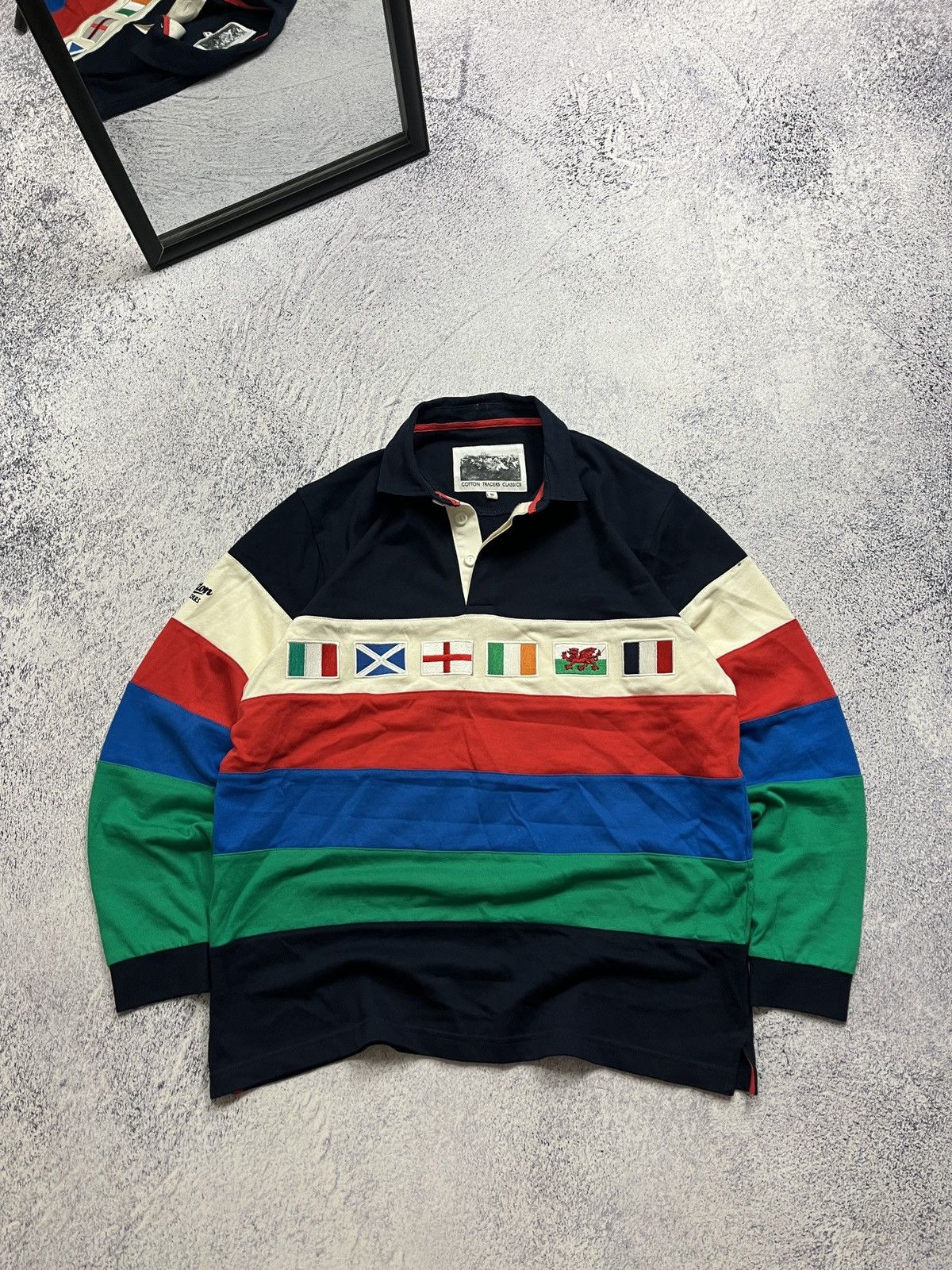 Cotton Traders × Vintage Vintage Cotton Traders Six Nations Rugby Long Sleeve Jersey Size US M / EU 48-50 / 2 - 1 Thumbnail