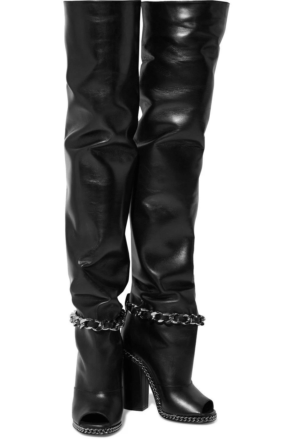 Balmain Balmain Chain Peep Toe Over The Knee Boots US 7.5 IT 37.5 W Size US 7.5 / IT 37.5 - 17 Thumbnail