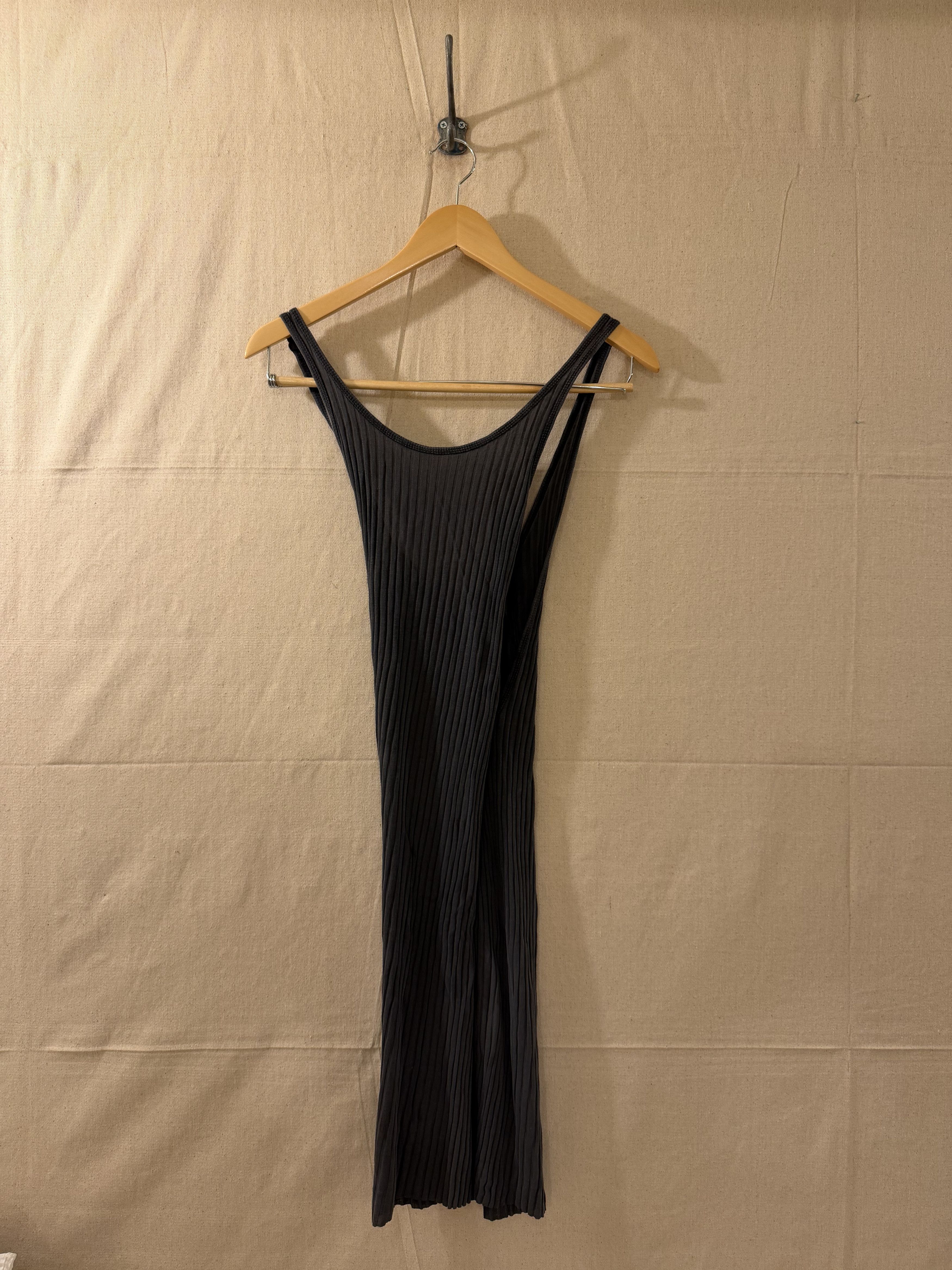 Boris Bidjan Saberi Ribbed Long Tank Top Dark Grey XS