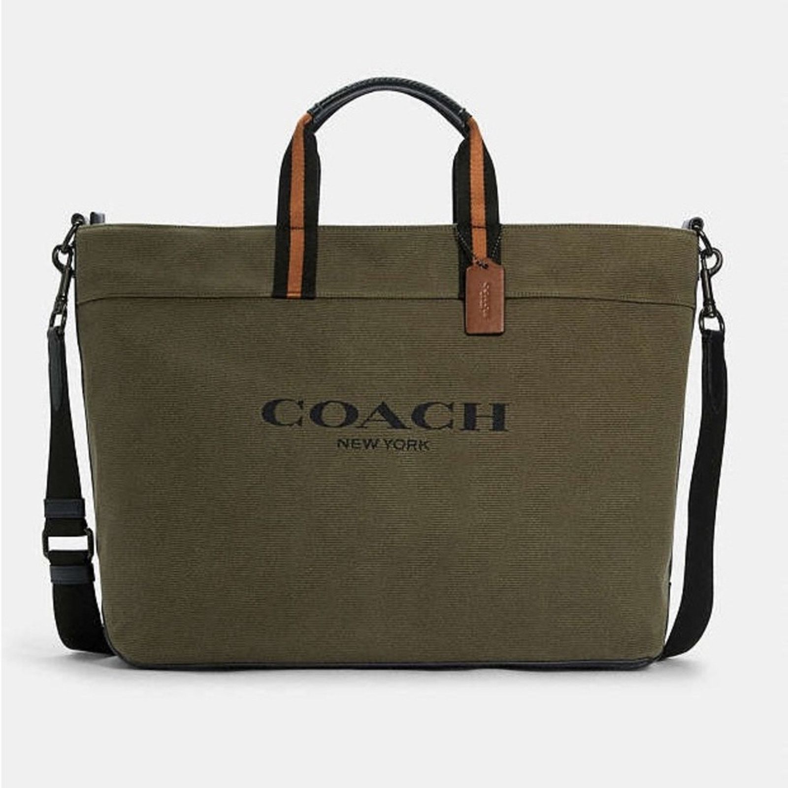 Coach COACH Olive Green Black Canvas Leather Zip Travel Tote Bag Size ONE SIZE - 11 Thumbnail