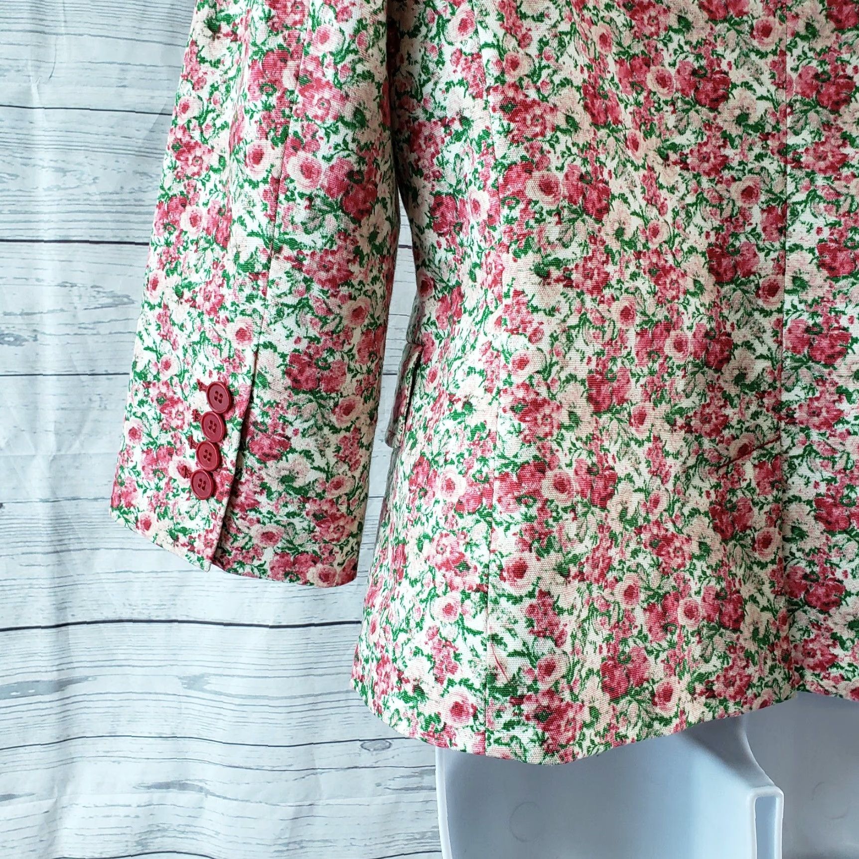 Talbots Talbots Blazer Womens Size 12 Pink Floral 3/4 Sleeve Cotton Blend Button Front Modern Casual Womens Size XL / US 12-14 / IT 48-50 - 5 Thumbnail