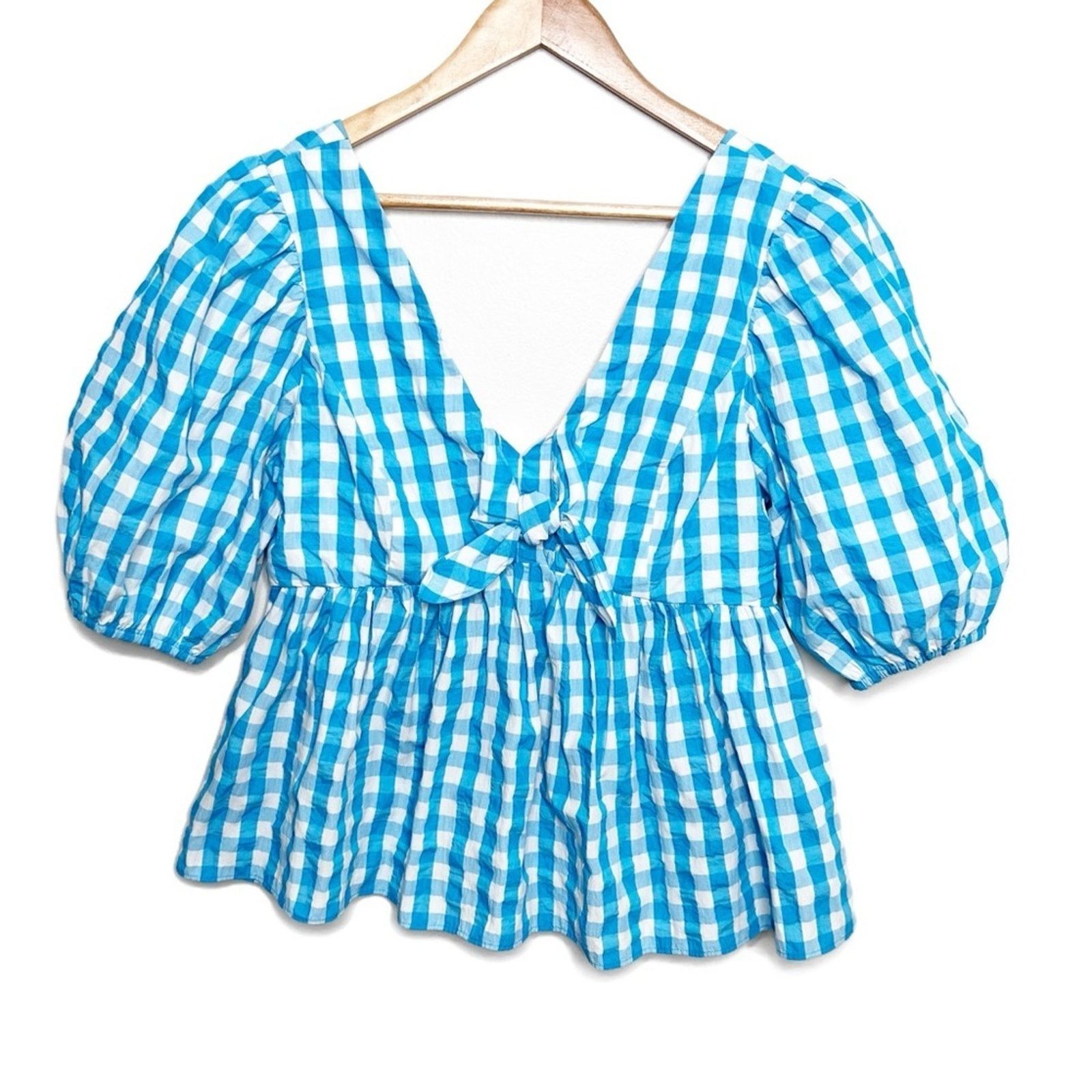 Lilly Pulitzer Lilly Pulitzer Sarafina Gingham Babydoll Women's Blouse Size L / US 10 / IT 46 - 3 Thumbnail