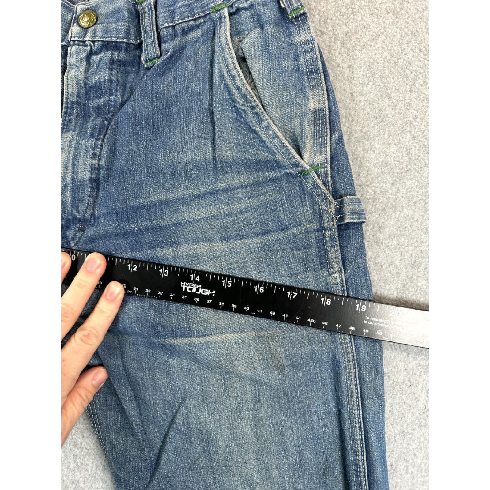 Vintage VINTAGE OshKosh B'gosh Jeans Mens 34 Blue Relaxed Straight Carpenter Workwear Pockets 34in Inseam Canvas Distressed Size 24" / US 00 / IT 34 - 7 Thumbnail