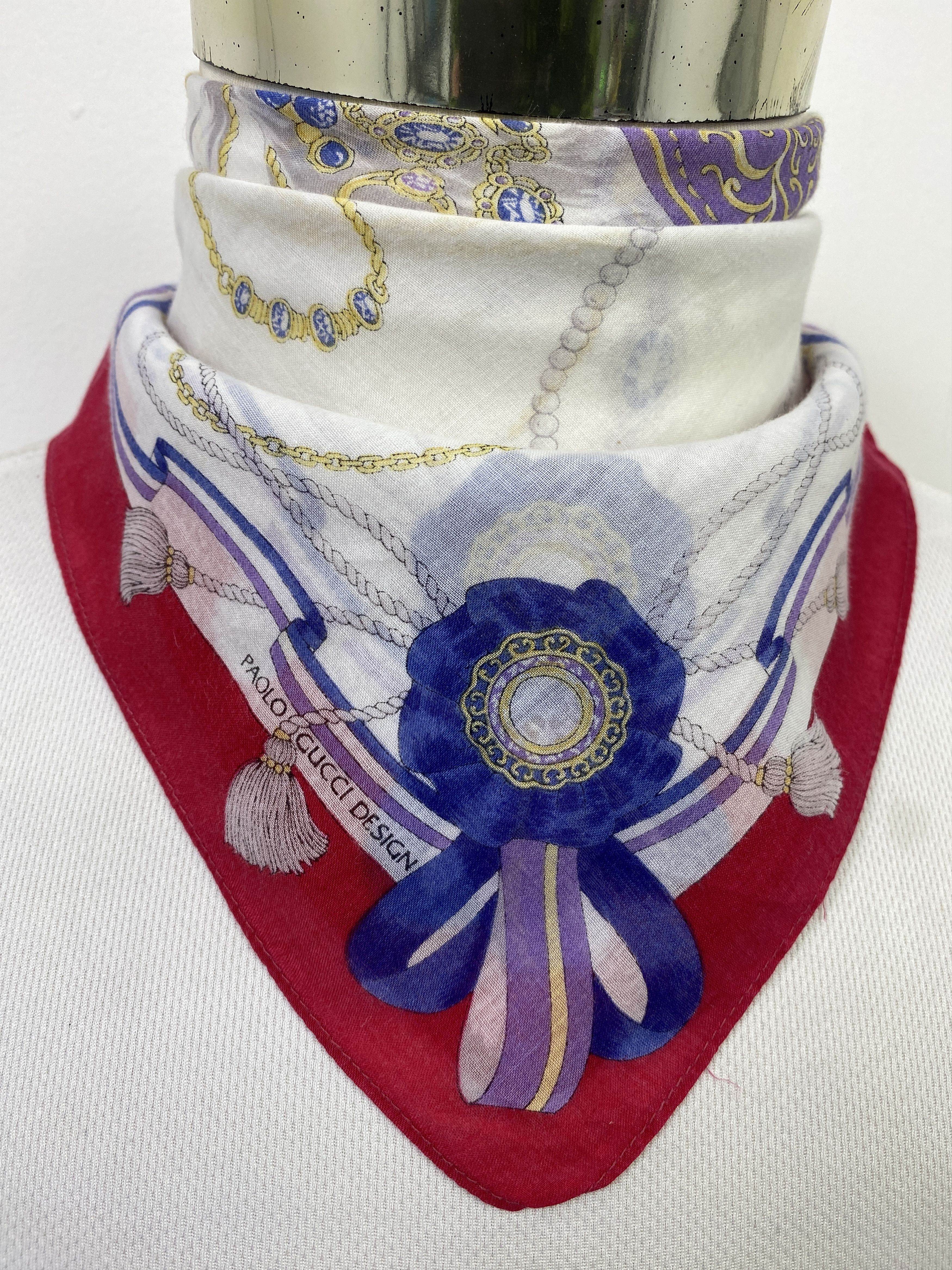 Paolo Gucci Vintage Paolo Gucci Handkerchief / Neckerchief KT0105 Size ONE SIZE - 2 Thumbnail