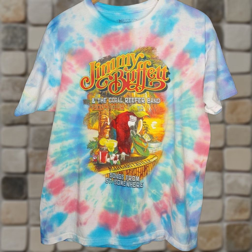 Vintage VINTAGE Jimmy Buffett Shirt XL Coral Reefer Band 2014 Tour Tie Dye Parrotthead Music Shirt Boys? Wait no. Size US XL / EU 56 / 4 - 1 Thumbnail