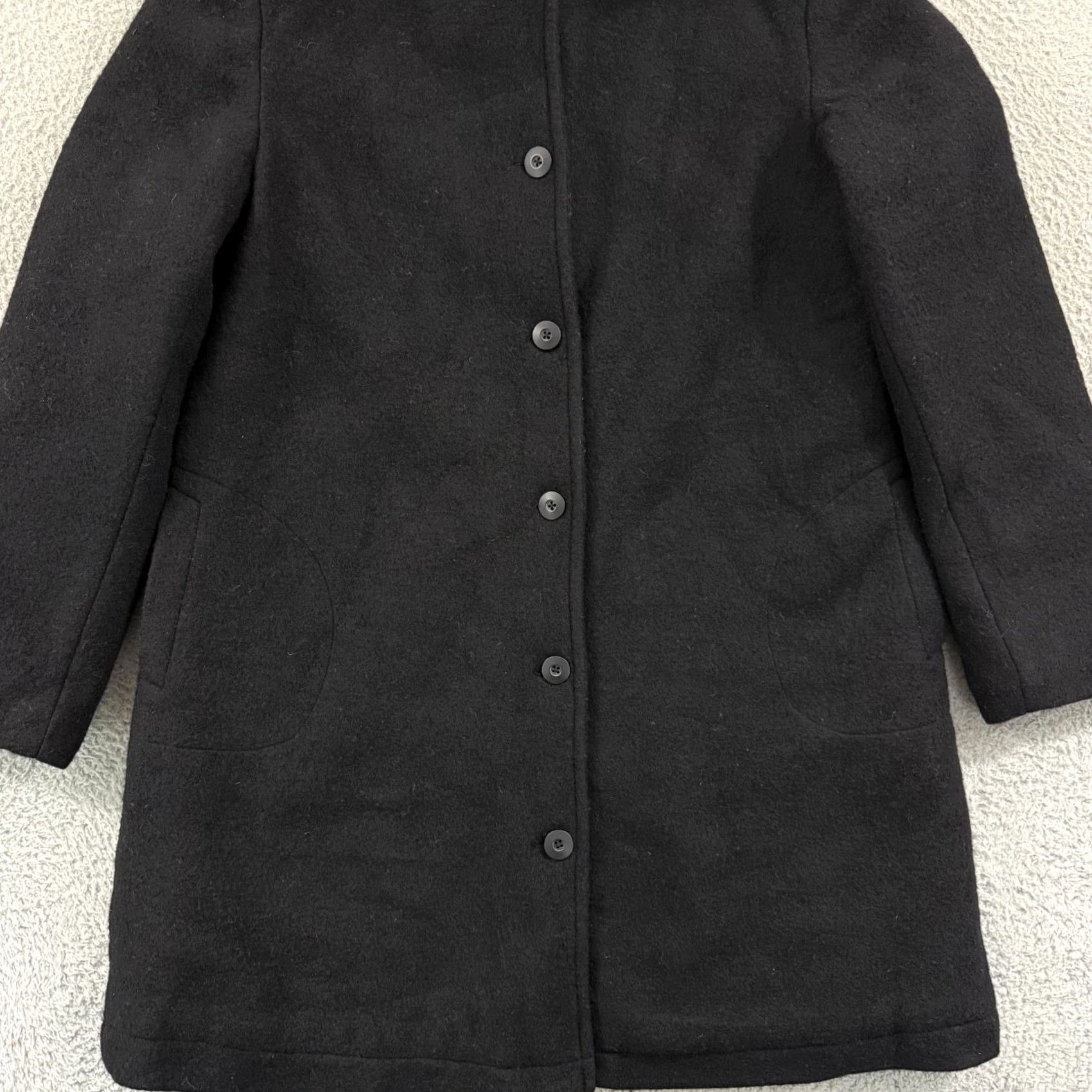 Gap VINTAGE Gap Peacoat Jacket Womens XL Black Button Faux Fur Hood Lined Preppy NWT Size XL / US 12-14 / IT 48-50 - 3 Thumbnail