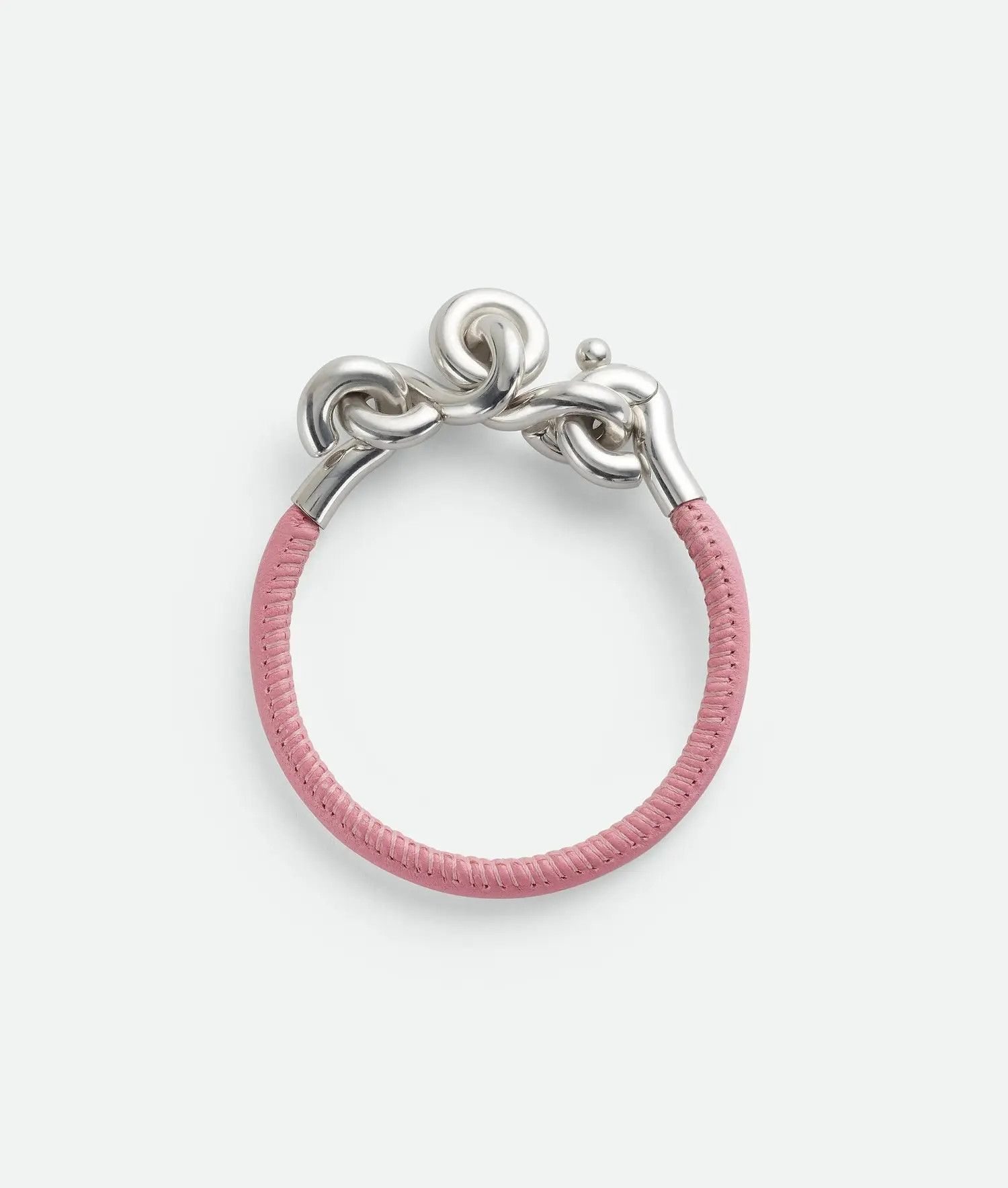 Bottega Veneta o1bcso1str0725 Size: L / Loop Leather Bracelet Pink/Silver Size ONE SIZE - 1 Thumbnail