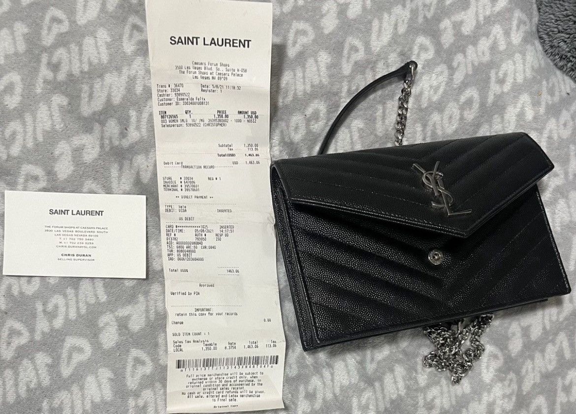 Saint Laurent Paris YSL CASSANDRE ENVELOPE CHAIN WALLET IN GRAIN DE POUDRE Size ONE SIZE - 6 Thumbnail
