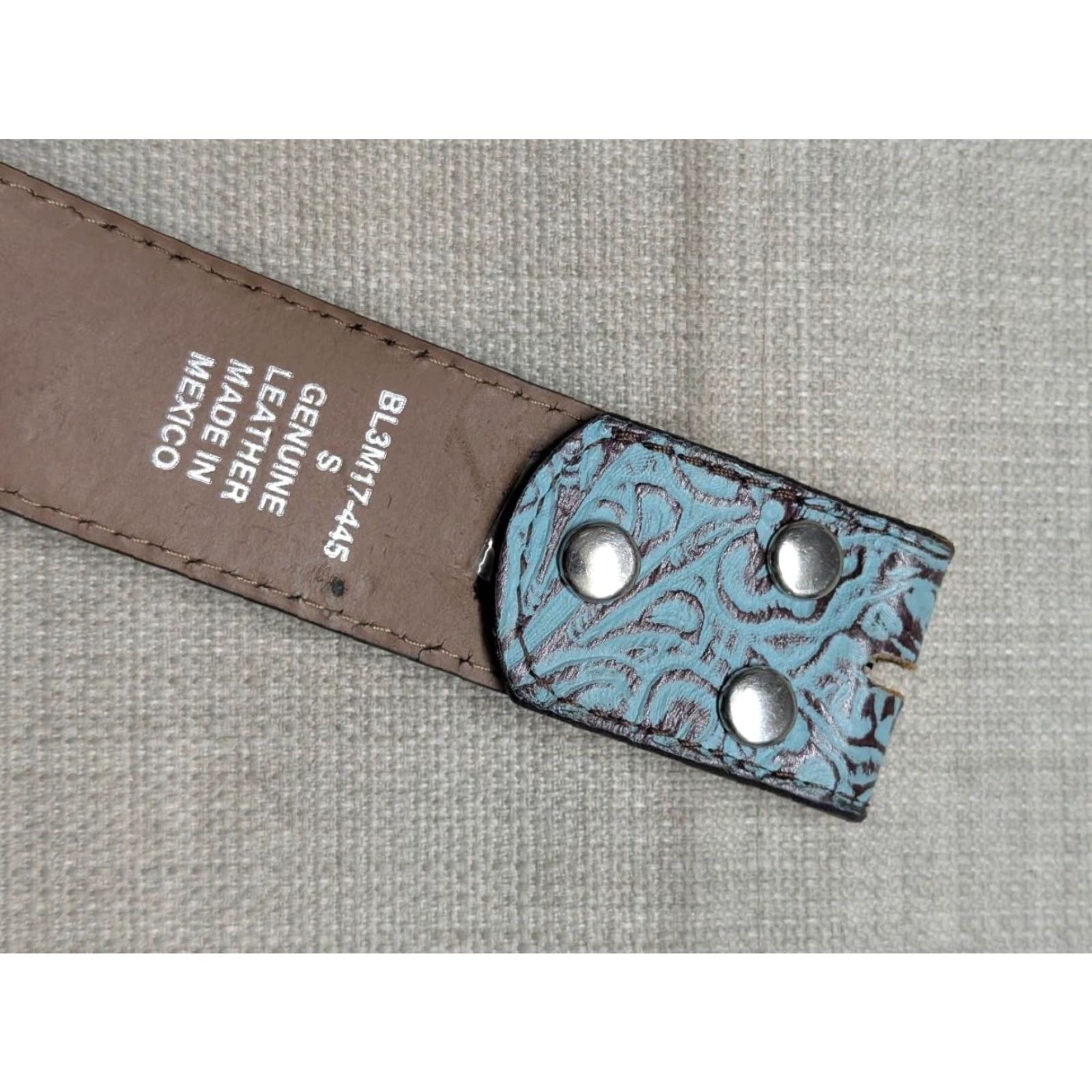 Miss Me VINTAGE western belt Miss Me Teal Tooled Leather 30" Women Belt Size ONE SIZE - 4 Thumbnail