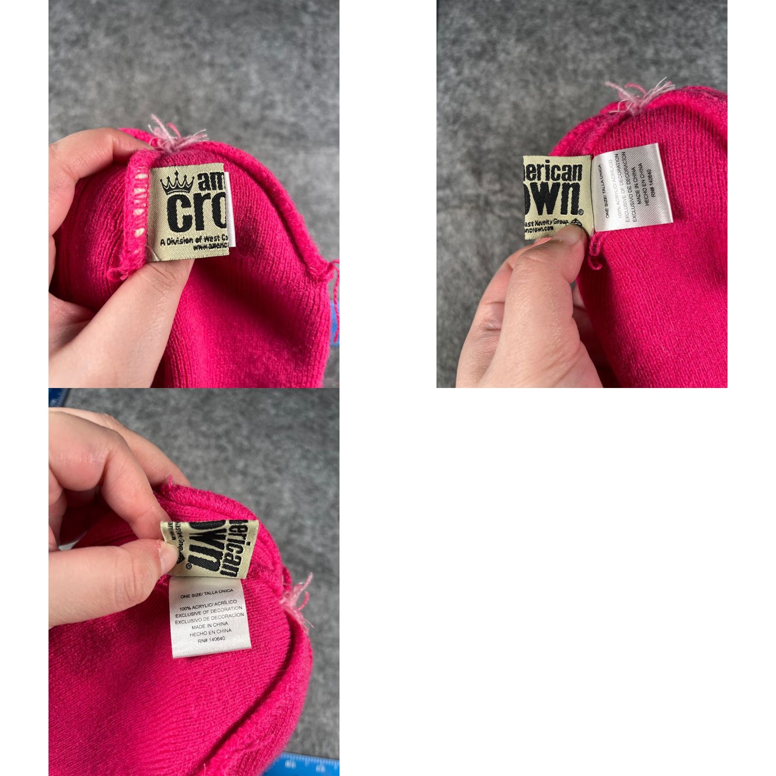 Pinko American Crown Beanie Women One Size Pink White 100% Acrylic Ribbon Cuff Pom Cancer Awareness Size ONE SIZE - 8 Thumbnail