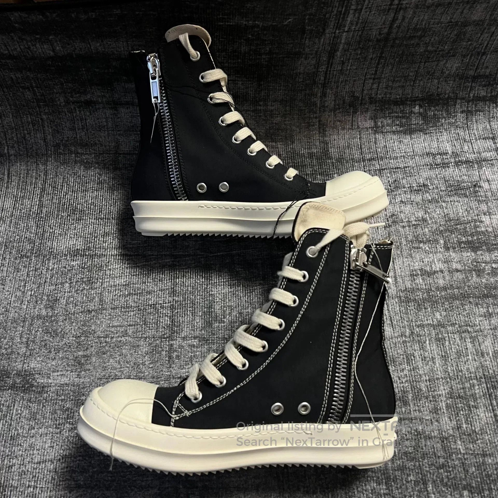 Rick Owens black and white fringe high. Size US 5.5 / IT 35.5 - 4 Thumbnail