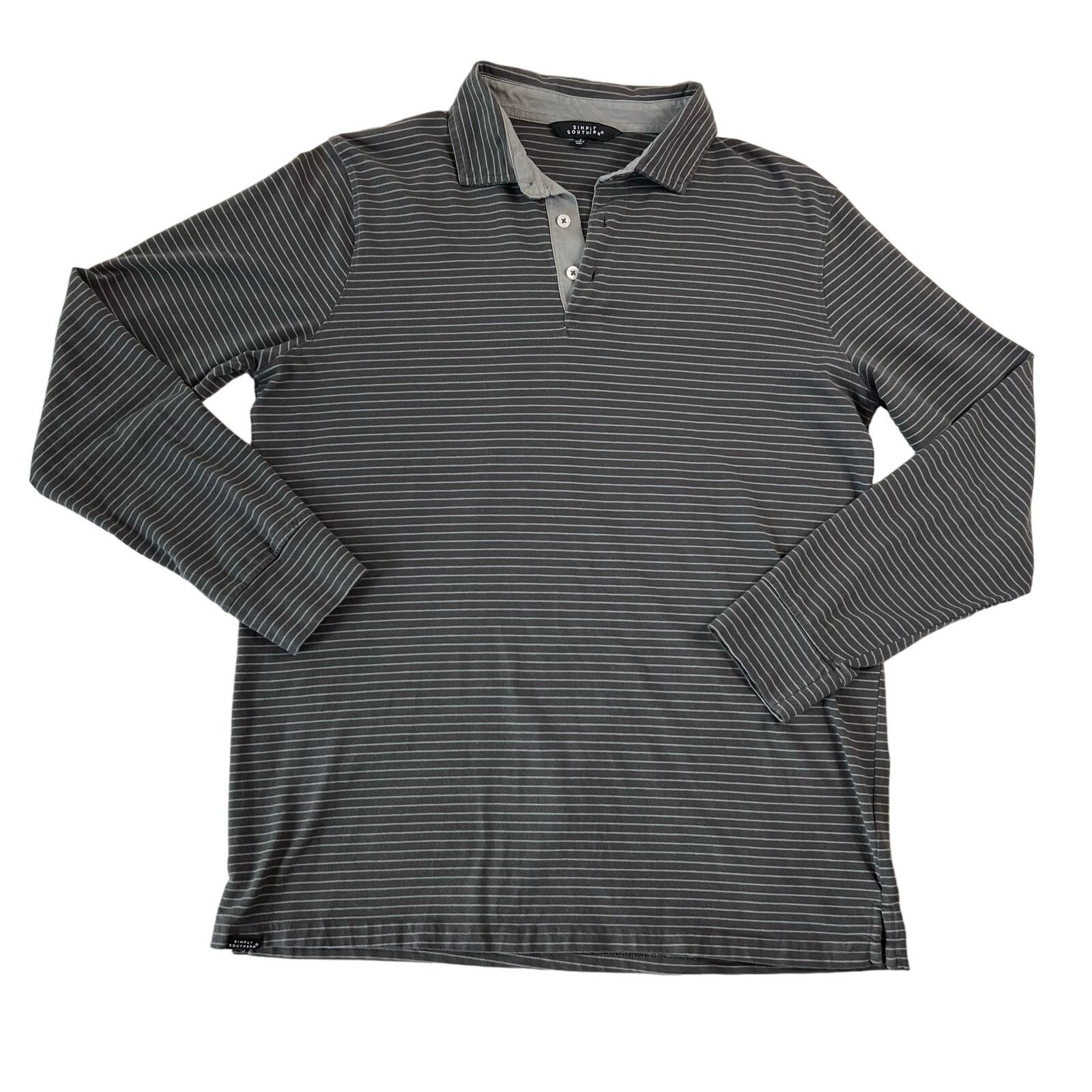 Other Simply Southern Men's Large Stripe Long-Sleeve Polo Shirt Size US L / EU 52-54 / 3 - 1 Thumbnail