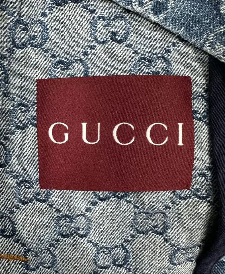 Gucci Gucci Dark blue old flower full print logo denim short-sle Size M / US 6-8 / IT 42-44 - 5 Thumbnail