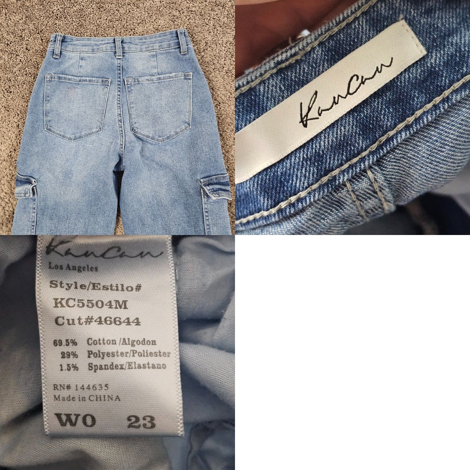 Vintage VINTAGE KanCan Women's Jeans Bootcut High Rise Cargo Light Wash 23x31 Denim Stretch Size 25" / US 0 / IT 36 - 8 Thumbnail