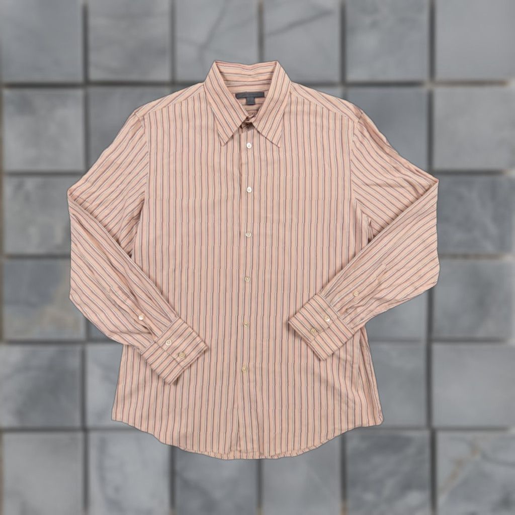 John Varvatos VINTAGE John Varvatos Shirt Mens Large Pink Button Down Long Sleeve Collared Striped Size US L / EU 52-54 / 3 - 1 Thumbnail