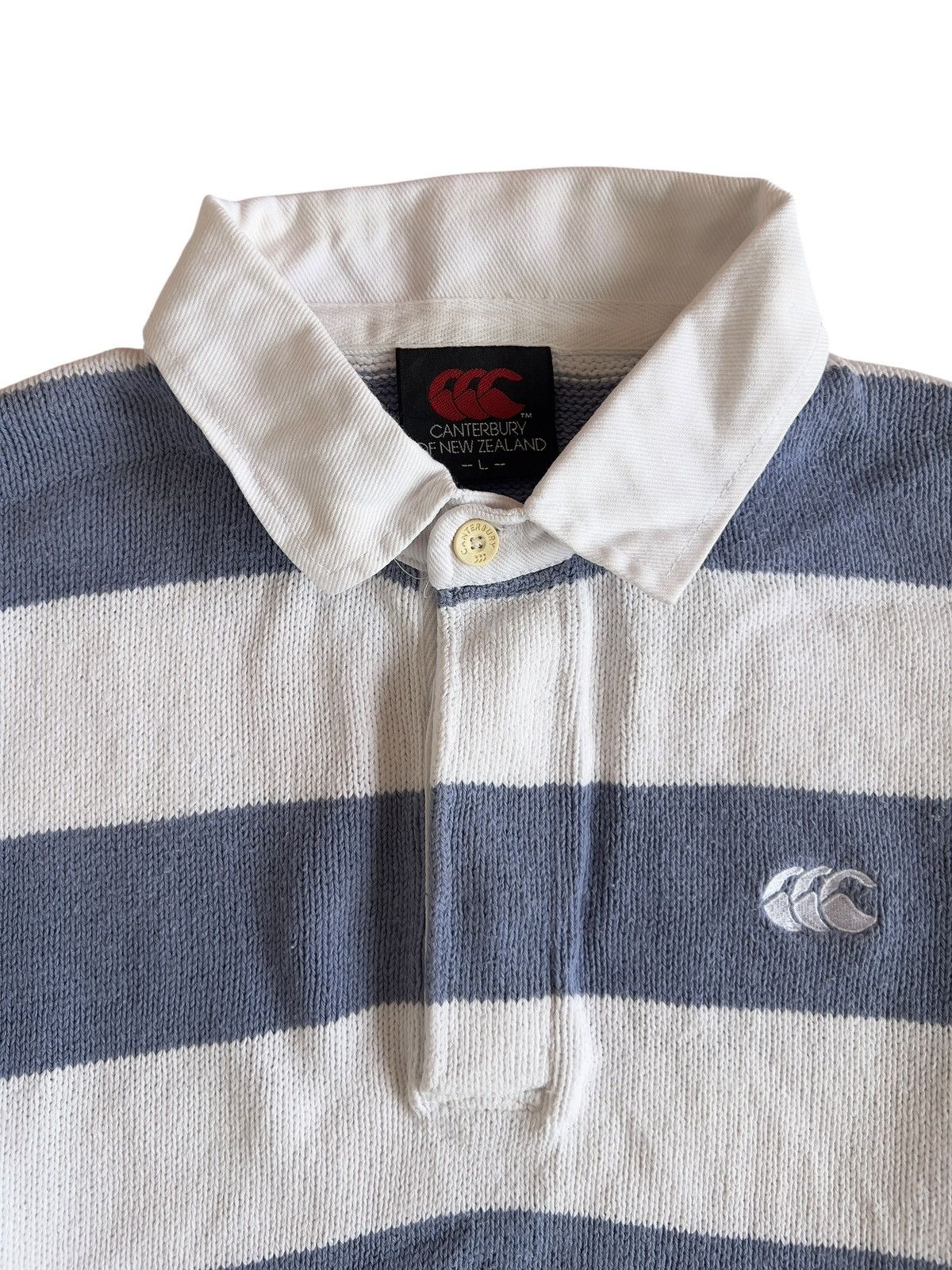 Canterbury of New Zealand Vintage 90s Centerburry Polo Rugby Knitwear Blue White Size US L / EU 52-54 / 3 - 5 Thumbnail