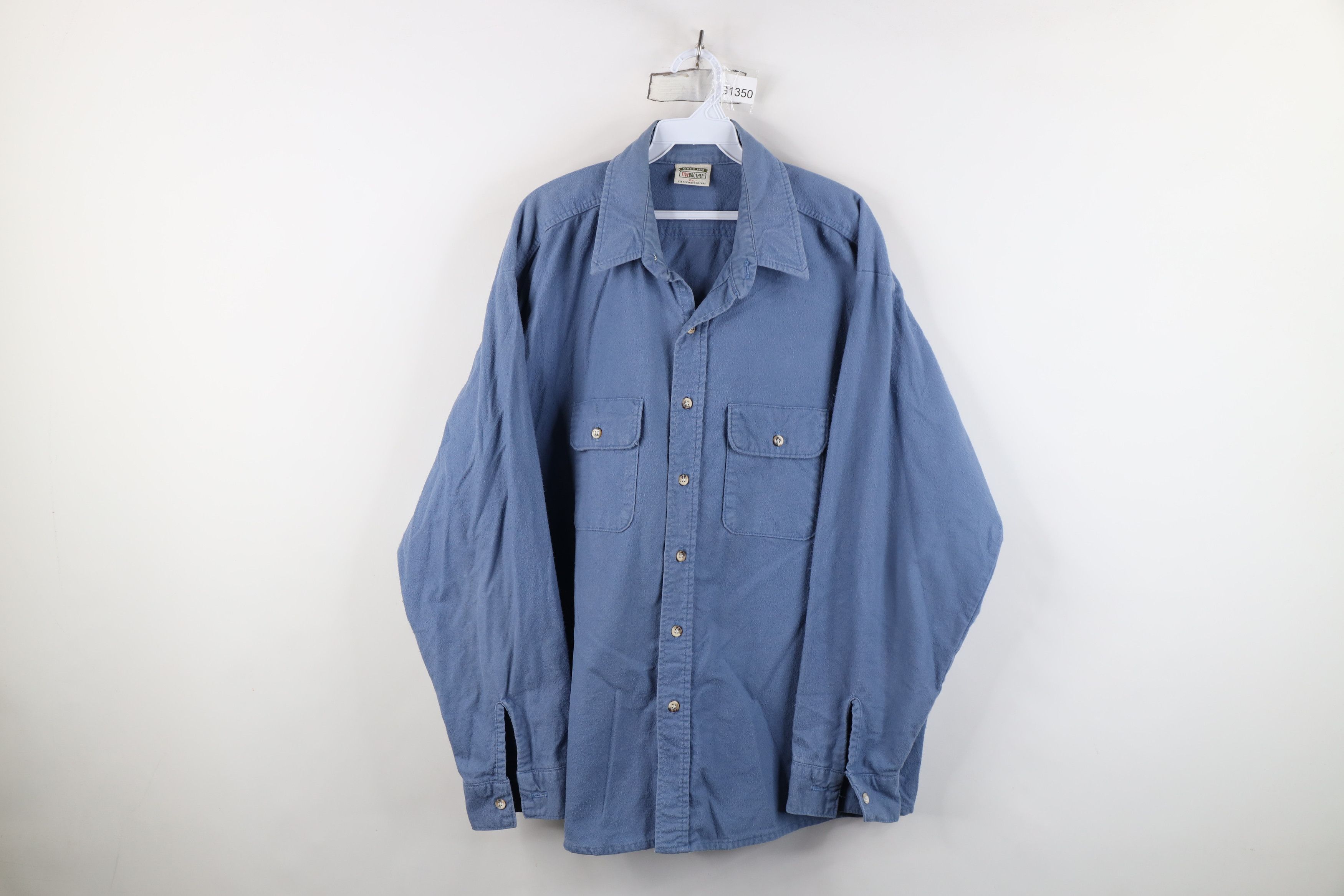 FiveBrother Vintage 90s Five Brother Chamois Cloth Button Shirt Blue USA Size US XXL / EU 58 / 5 - 1 Thumbnail