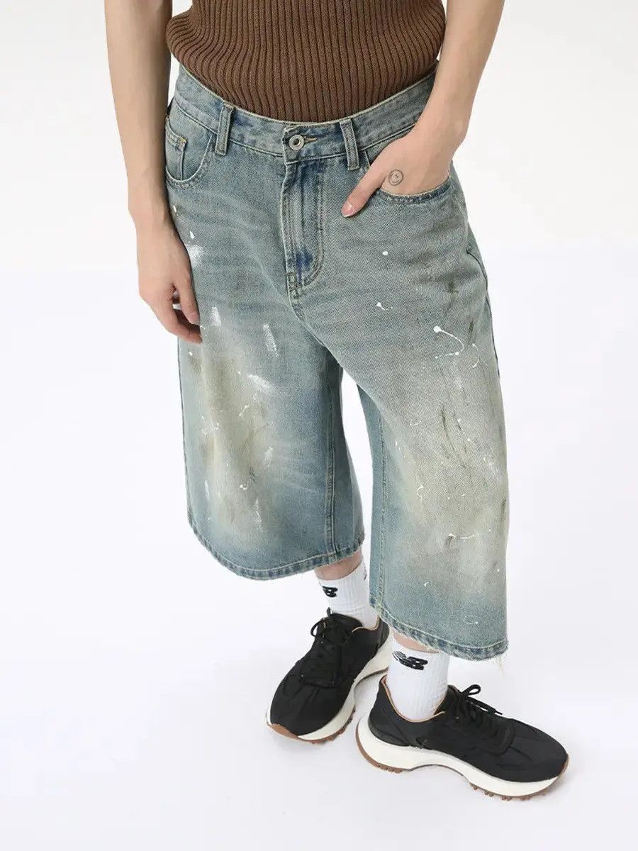 Japanese Brand Retro loose dirty dyed denim shorts Size US 32 / EU 48 - 5 Thumbnail