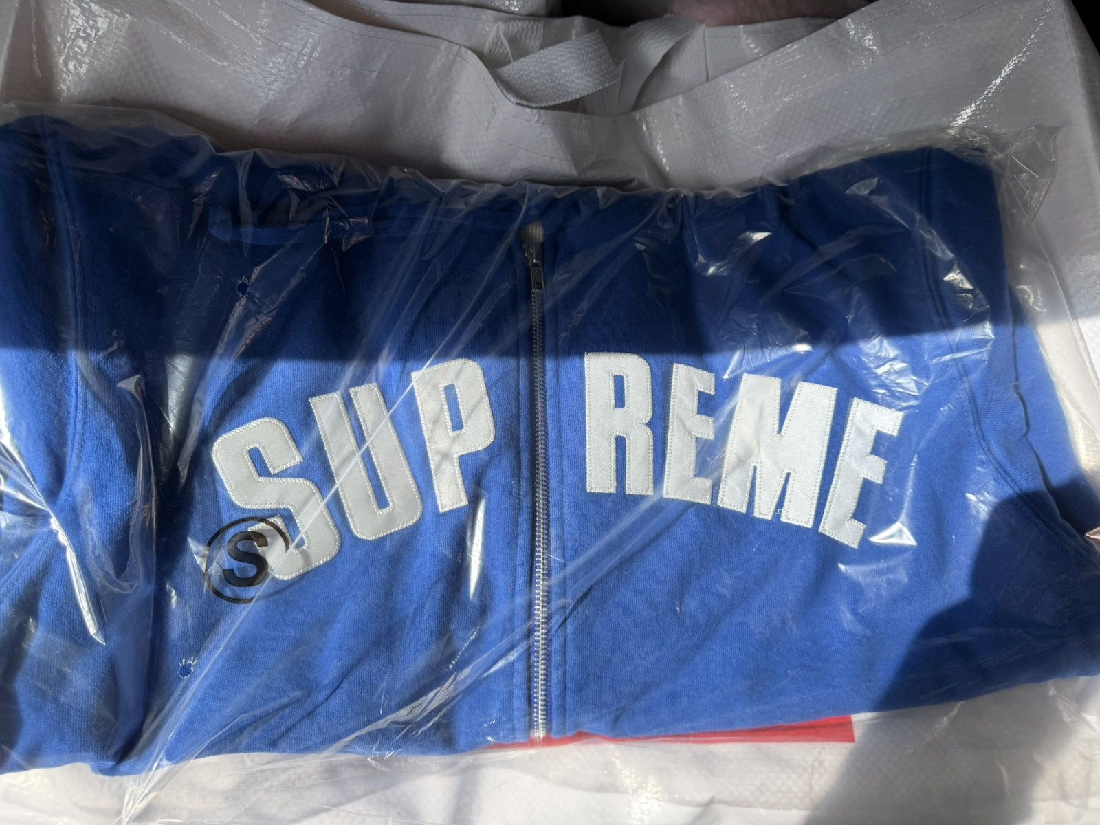 Supreme Supreme Arc Logo Thermal Zip Up Hoodie Navy | Grailed
