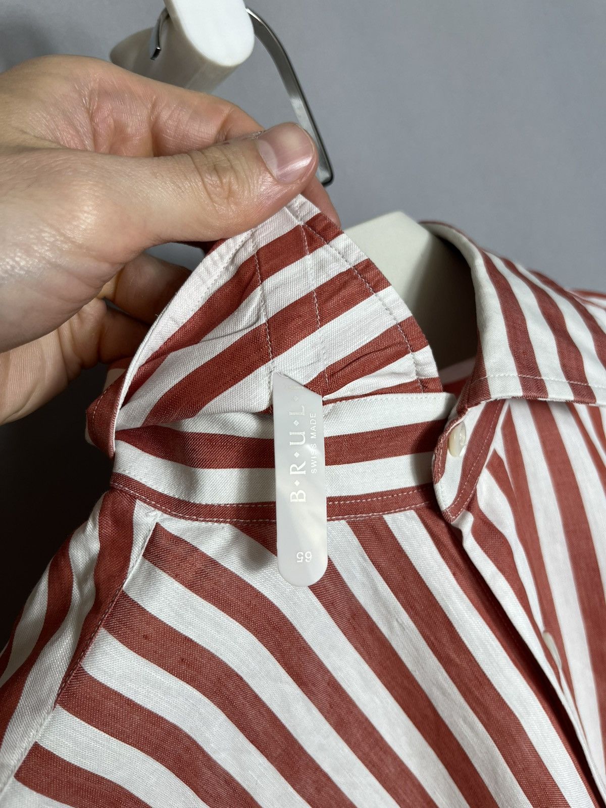 Other BRULI linen cotton shirt button up striped mebs long sleeve Size US M / EU 48-50 / 2 - 7 Thumbnail