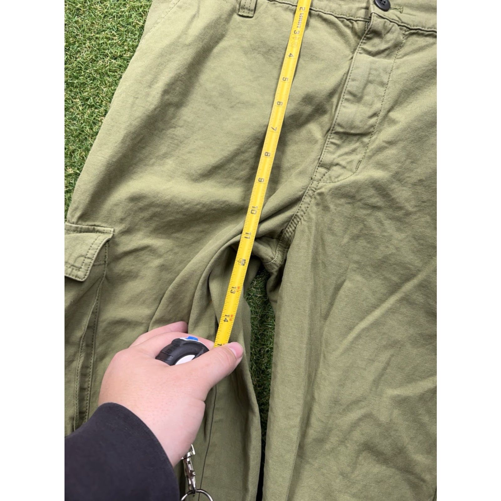 Madewell Madewell Cargo Pants Womens 31 Green Tapered Fatigue Cargo Pants Baggy Skater Y2K Canvas Cotton High Rise Button Zip Pockets Jeans? Size 24" / US 00 / IT 34 - 5 Thumbnail