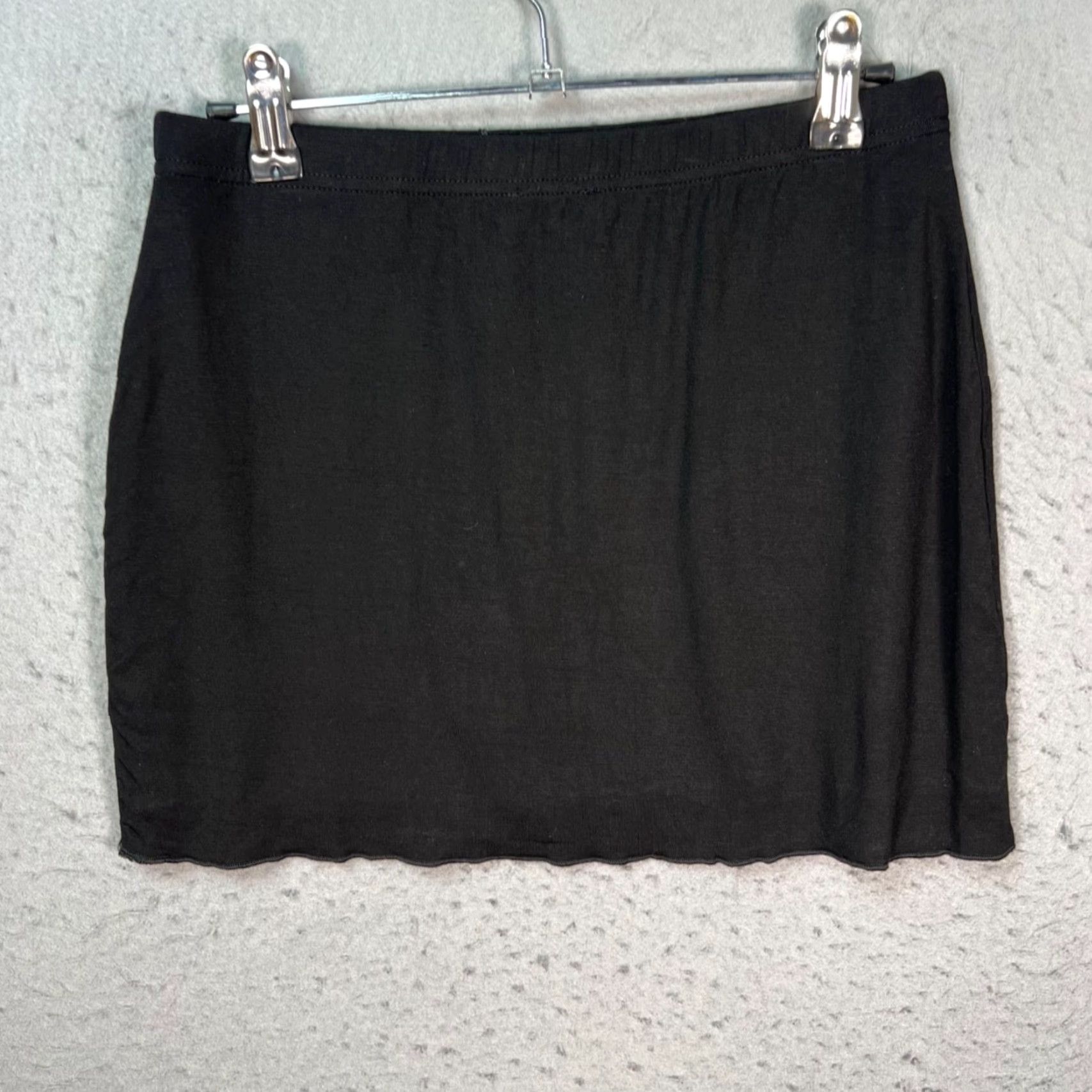 Vintage White Fox Skirt Womens Small Black Modal Mini Lettuce Hem Size 28" / US 6 / IT 42 - 2 Thumbnail