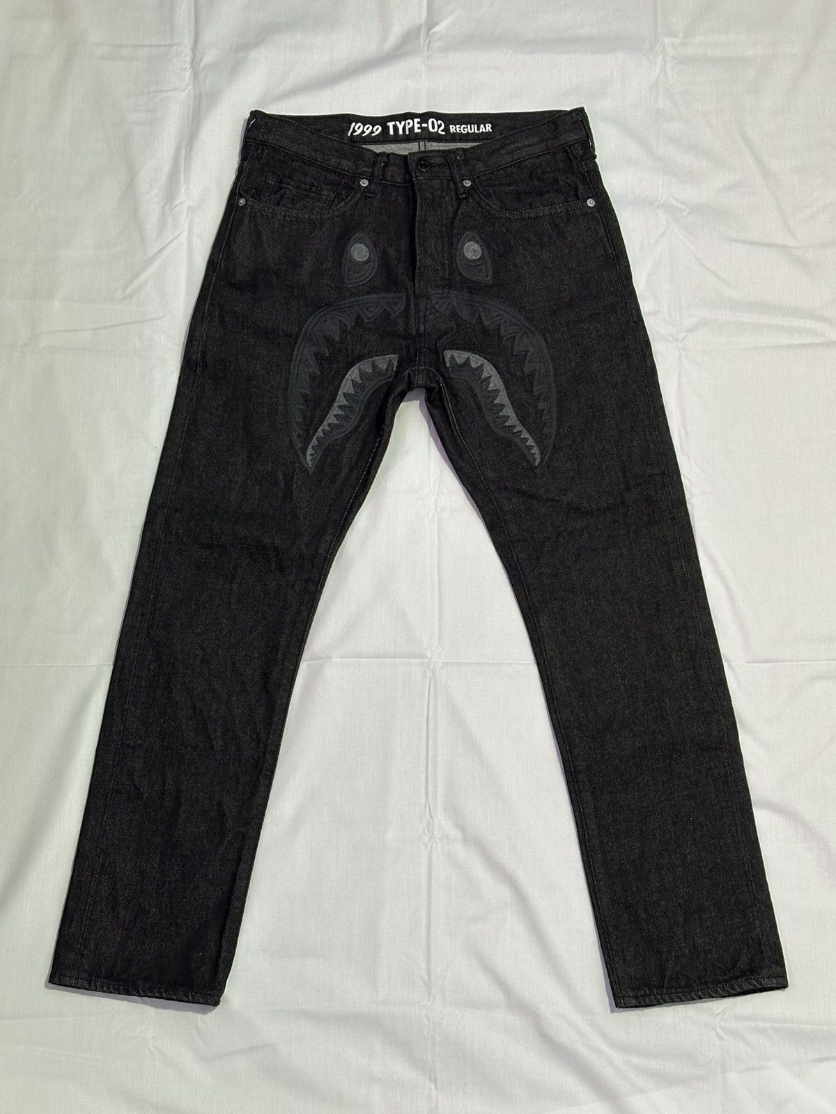 Bape BAPE Embroidered Shark Face WGM Denim Jeans Size US 32 / EU 48 - 1 Thumbnail