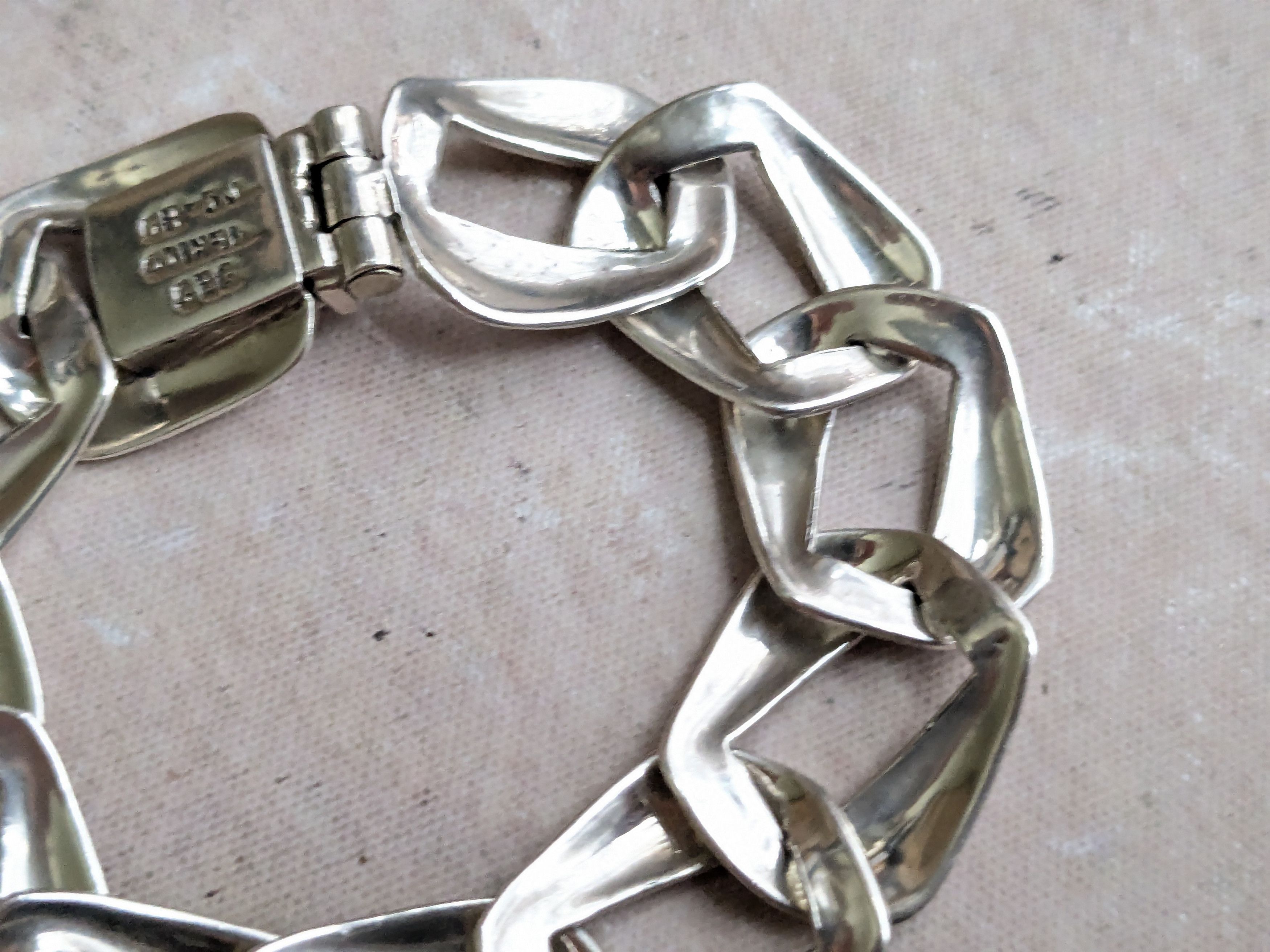 Jewelry Vintage Sterling Silver Bracelet Cuban Curb 7.75 Mexico Size ONE SIZE - 8 Thumbnail