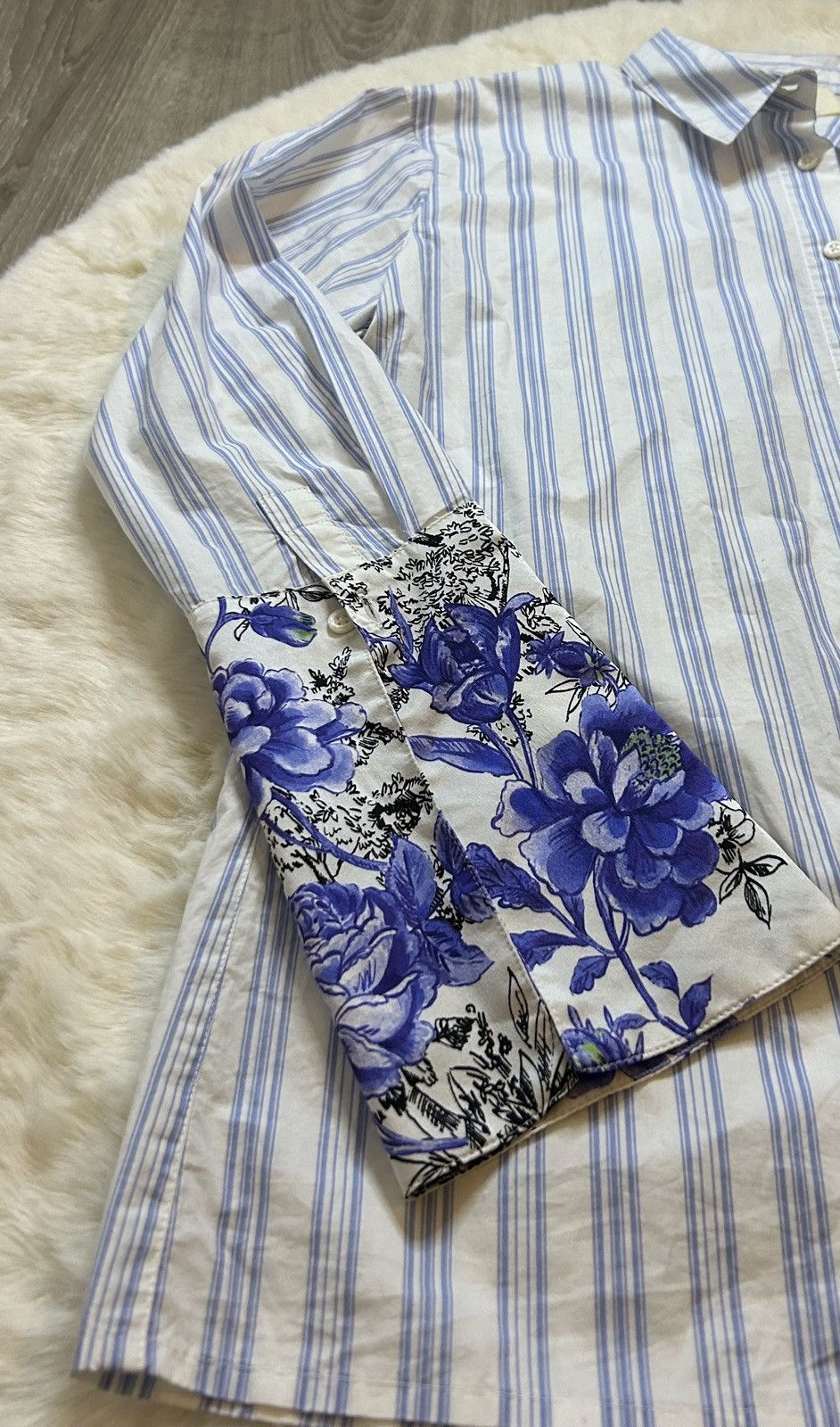 Other DMN Demeure Striped Shirt - Floral Cuff Details - Size 38/M Size M / US 6-8 / IT 42-44 - 3 Thumbnail