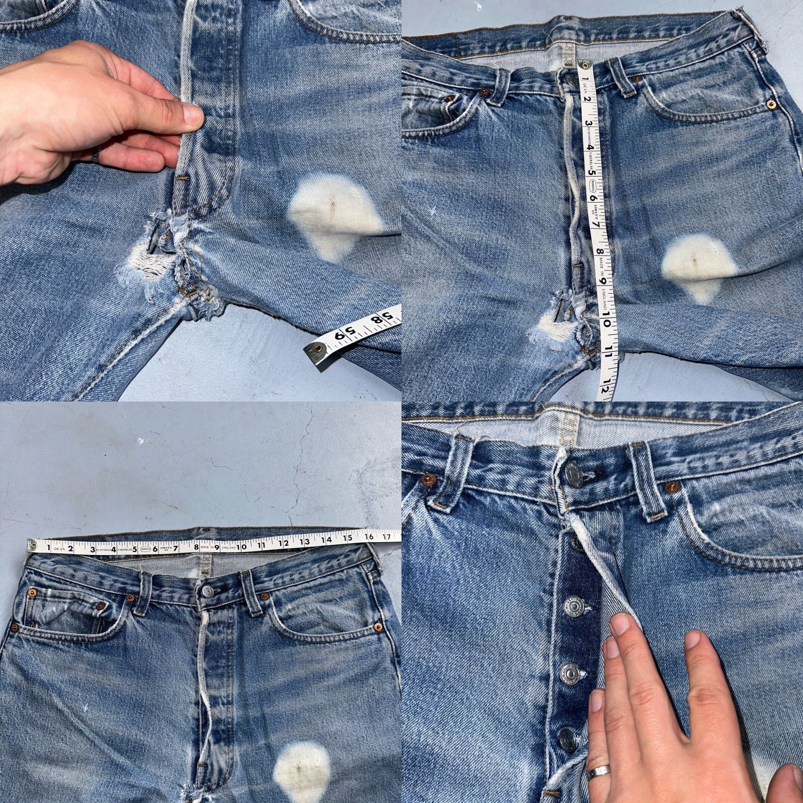 Levi's Levi's 501 XX Jeans Vintage 80s Redline Selvedge USA Med Wash 35x36 36 Inseam Button Block Distressed Regular Mens Jeans Size US 35 - 8 Thumbnail