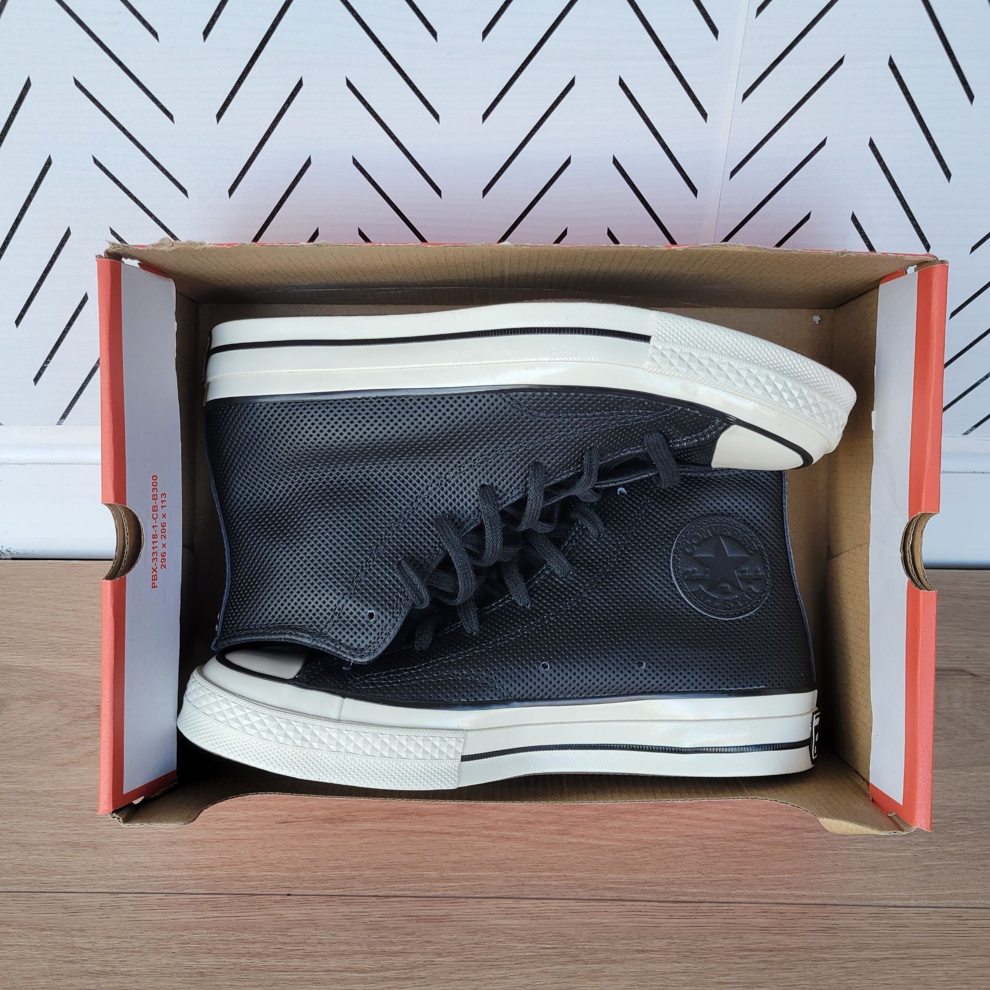⭐Converse Chuck 70 Hi Size 6 Men Shoes Black Leather Premium Sneakers A08637C Converse Chuck 70 High Top Leather Black/Gingersnap Mens  main image 4
