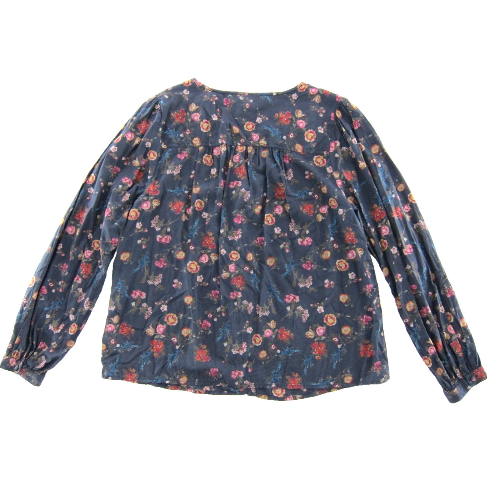 Lucky Brand Lucky Brand Blouse Long Sleeve V-Neck Peasant Floral Rayon L Womens Size L / US 10 / IT 46 - 2 Thumbnail