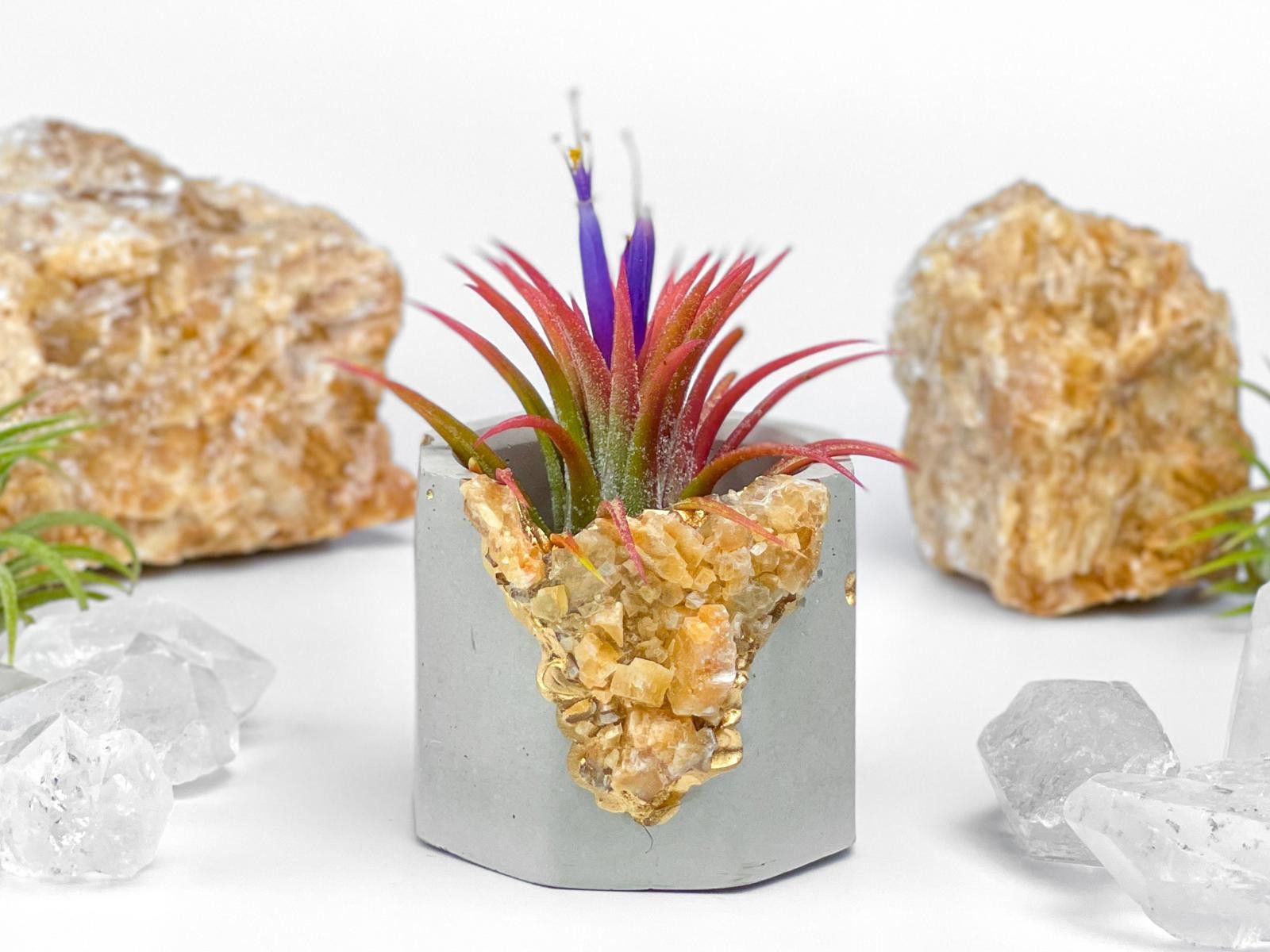 Other Raw Orange Calcite Crystal Planter Geode Planter Mini cute Size ONE SIZE - 6 Thumbnail