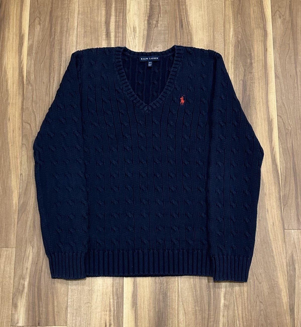 Polo Ralph Lauren Vintage Woman’s Ralph Lauren Navy Blue Cable Knit Sweater Size M / US 6-8 / IT 42-44 - 1 Thumbnail