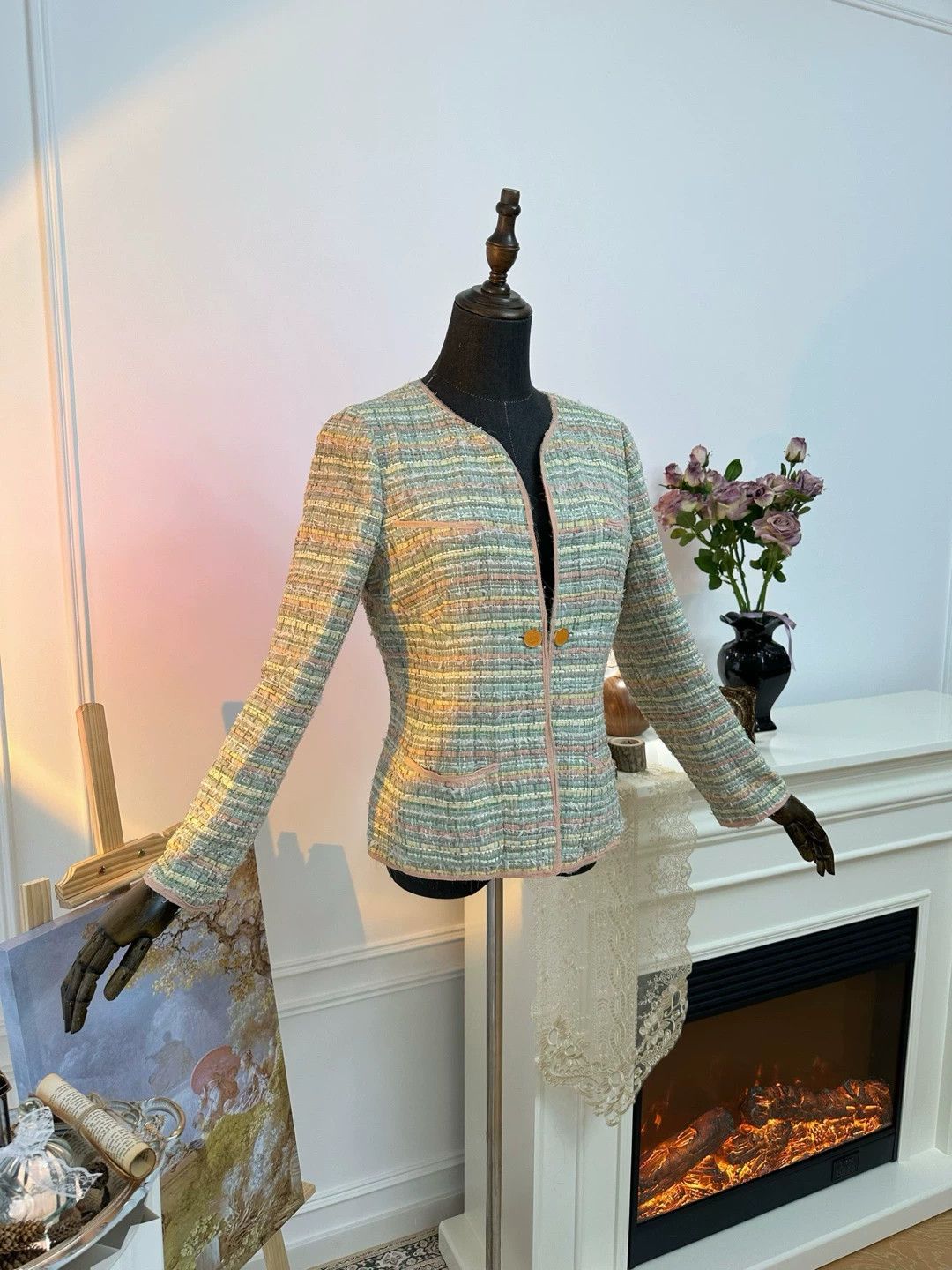 Chanel CHANEL 05P woven silk Morandi color women's jacket Size M / US 6-8 / IT 42-44 - 2 Thumbnail