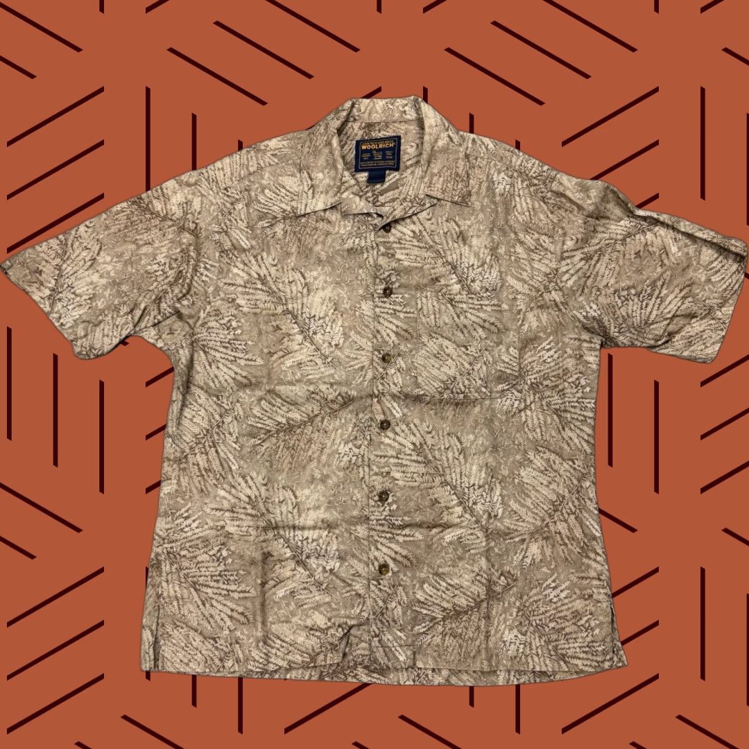 Vintage VINTAGE Woolrich Hawaiian Shirt Men Large Floral Fern Print Collared Short Sleeve Cotton Plaid Tropical Summer Size US L / EU 52-54 / 3 - 1 Thumbnail