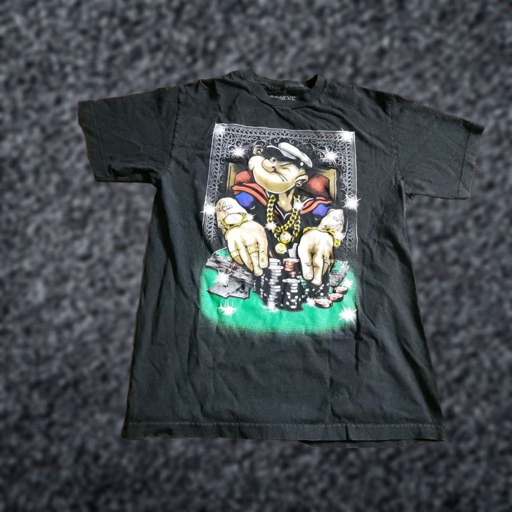 Vintage VINTAGE Popeye T Shirt Mens M Poker Bling Chain Gangster Cartoon Size US M / EU 48-50 / 2 - 1 Thumbnail