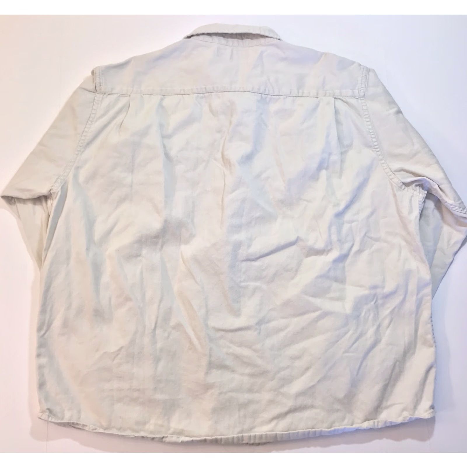 Wrangler Wrangler Shirt Denim Twill Button-Up Long Sleeve Workwear 2XL Beige Blue Collared Pocketed Regular Mens Size US XXL / EU 58 / 5 - 4 Thumbnail