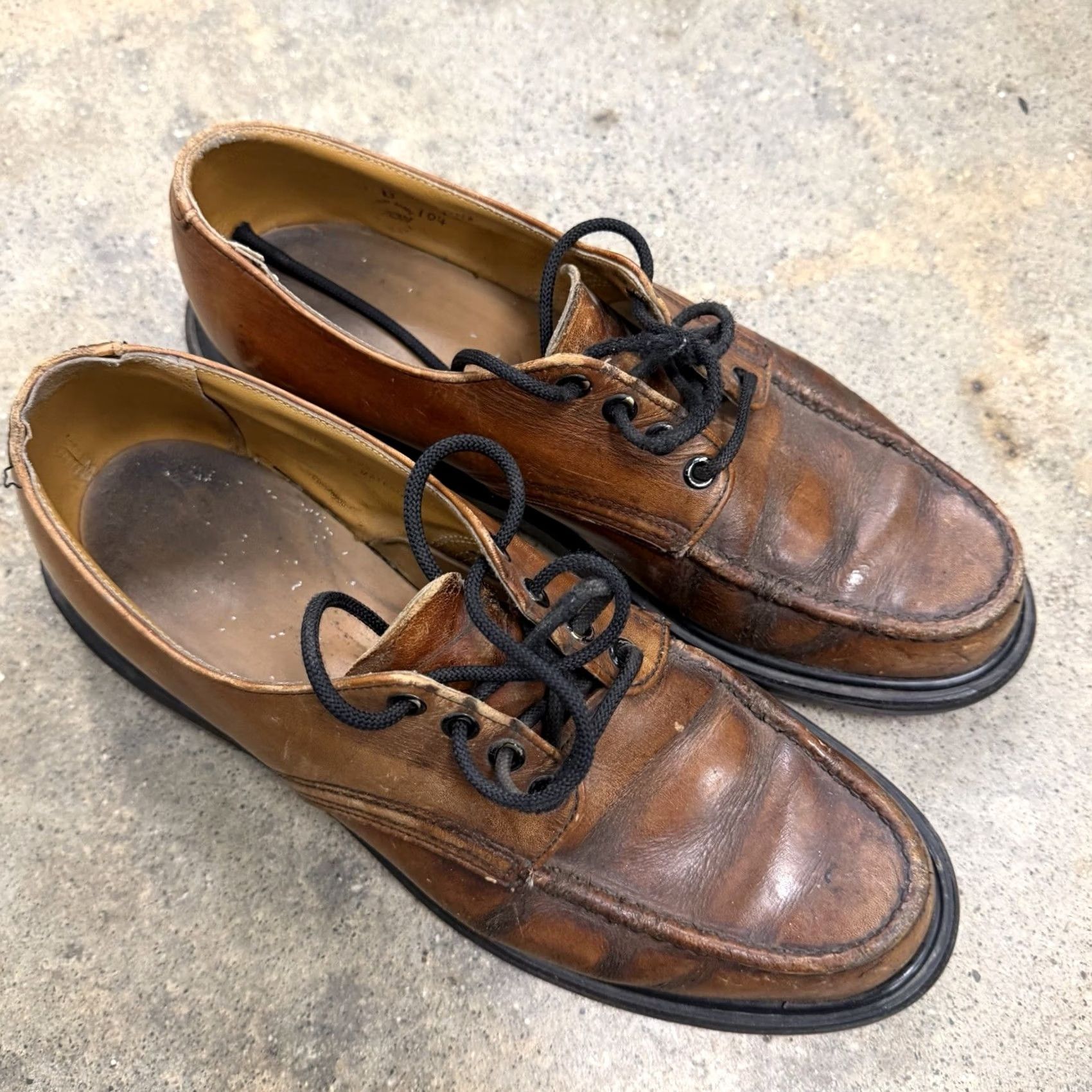 Red Wing VINTAGE Red Wing USA 104 Postman Boots Mens 10 B Distressed Moc Toe SuperSole Leather Derby Workwear USA 90s Size US 9 / EU 42 - 6 Thumbnail