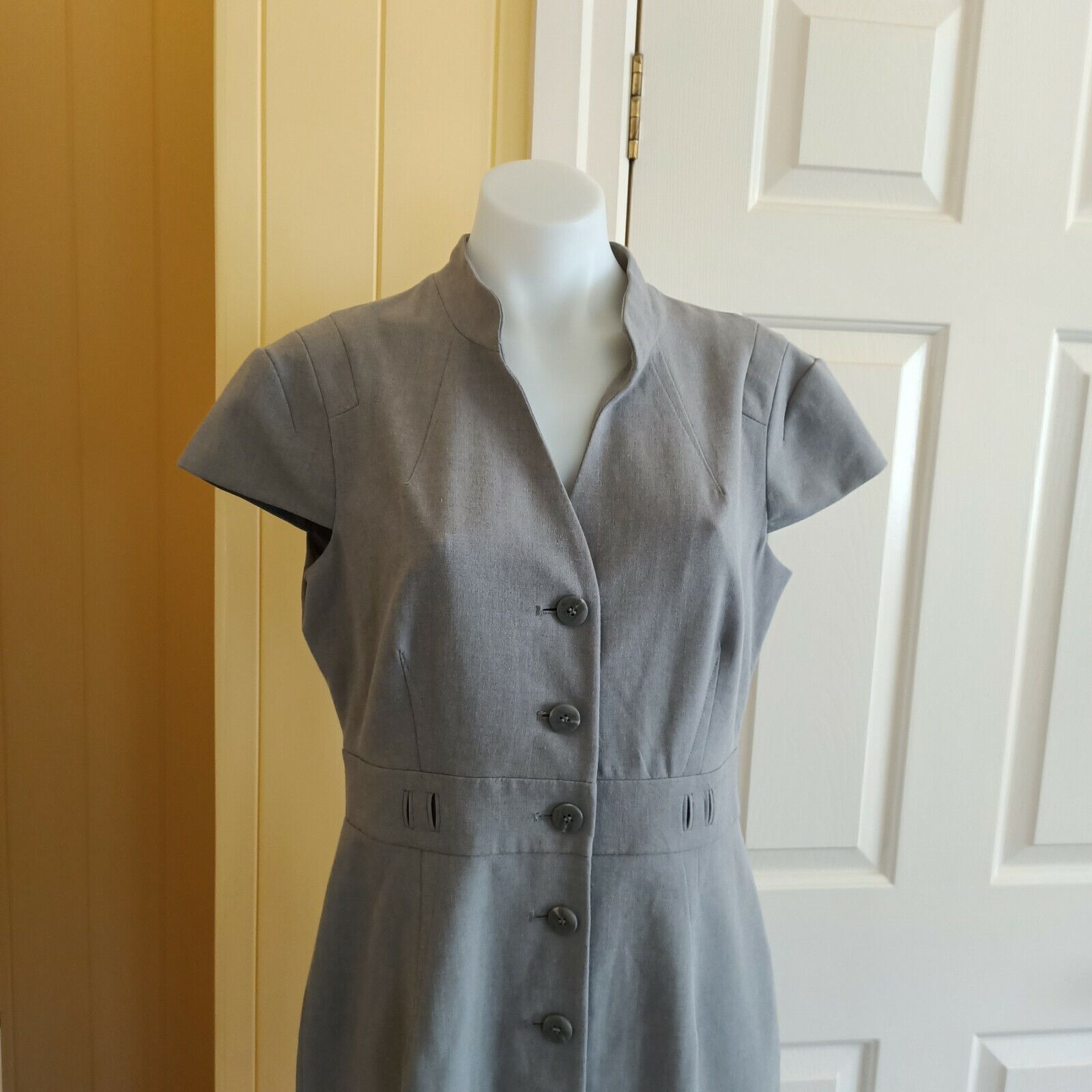 Designer × Marcs Marc New York Dress Grey Button Up Short Sleeve Size L / US 10 / IT 46 - 7 Thumbnail