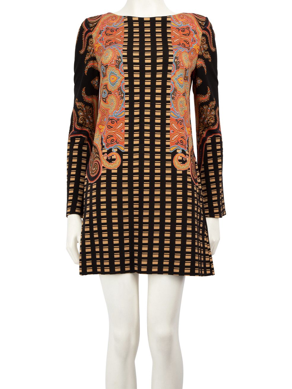 image of Etro Abstract Pattern Long Sleeve Mini Dress, Women's (Size Small)