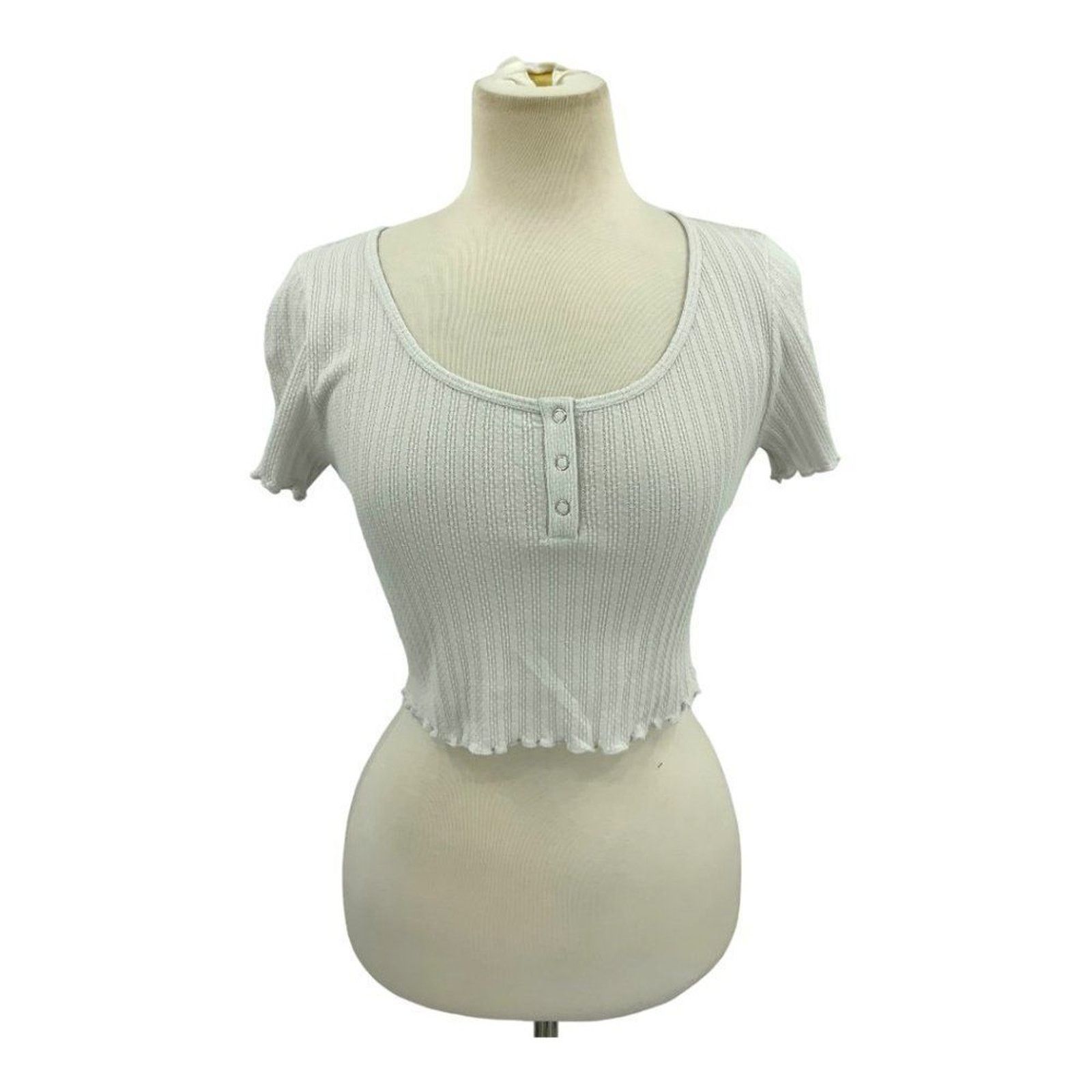 Other Bp. Pointelle Rib Crop Henley In Gray Size Small Size S / US 4 / IT 40 - 3 Thumbnail