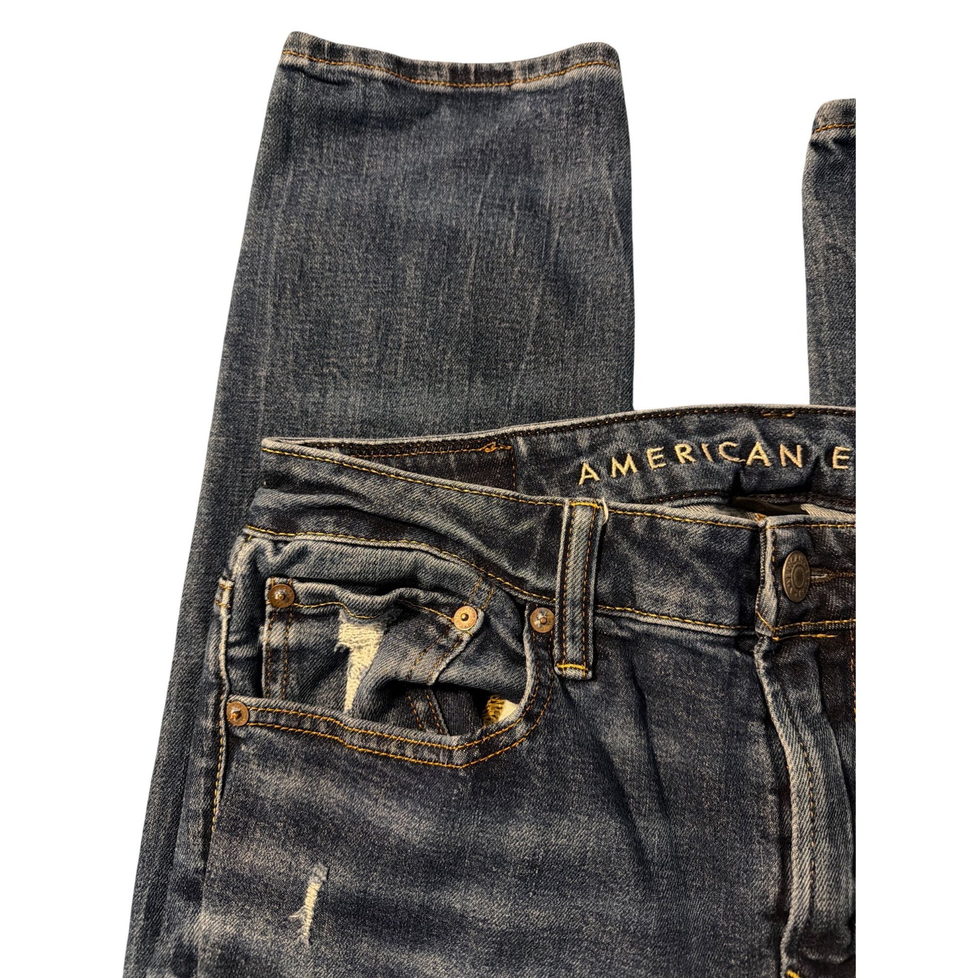 American Eagle Outfitters American Eagle Airflex+ Distressed Skinny Jeans Mens Size 32 Size US 32 / EU 48 - 3 Thumbnail