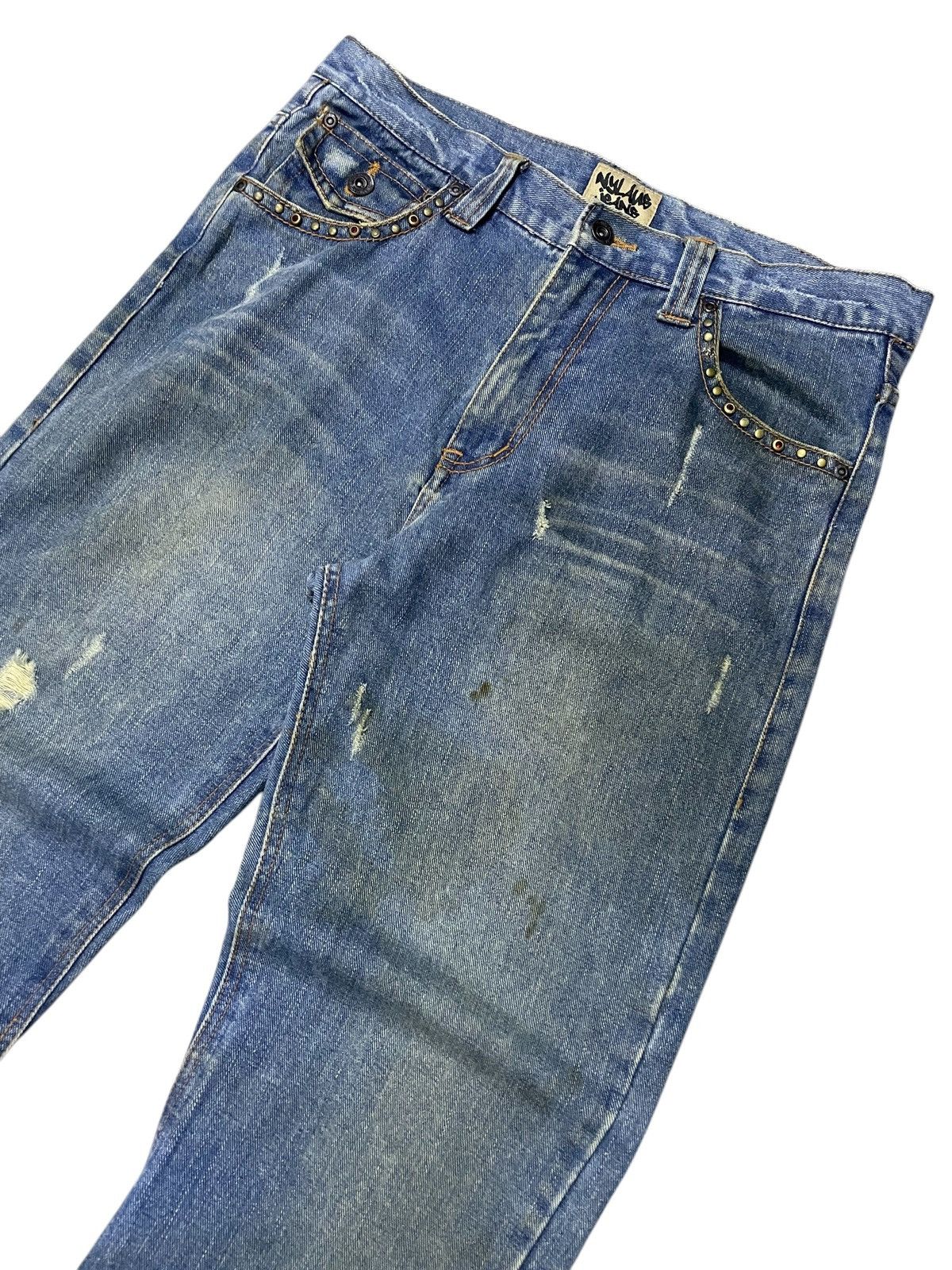 Japanese Brand × Le Grande Bleu (L.G.B.) × Tornado Mart Nylaus Japan Spiral Flare Studded Rhinestones Muddy Jeans Size US 32 / EU 48 - 3 Thumbnail